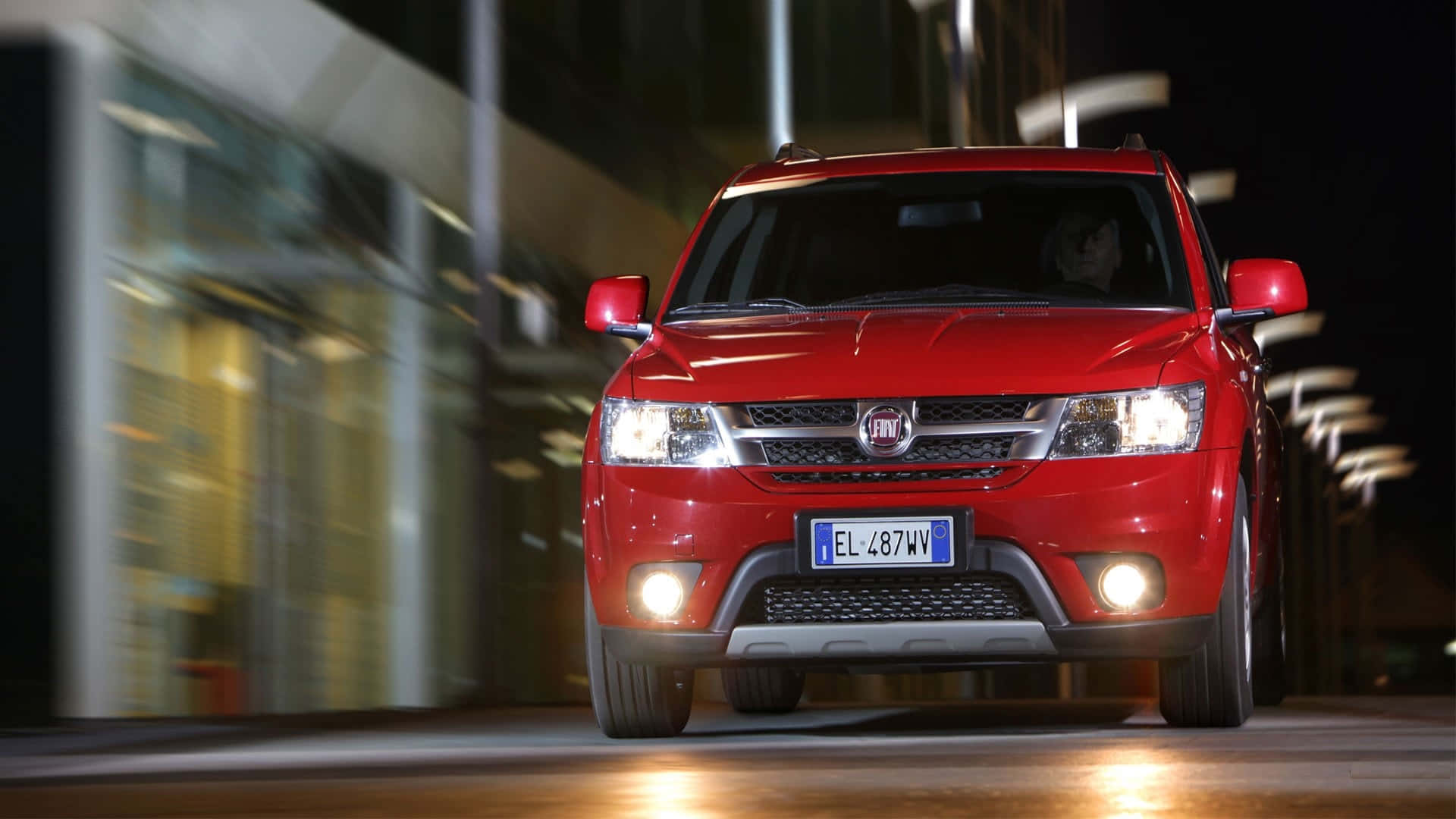 Fiat Freemont, vibrant red, night, Full HD Desktop Wallpaper