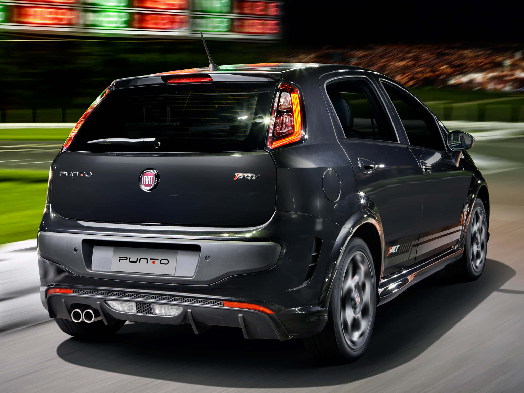 Fiat Grande Punto, black, racetrack, Full HD Desktop Wallpaper