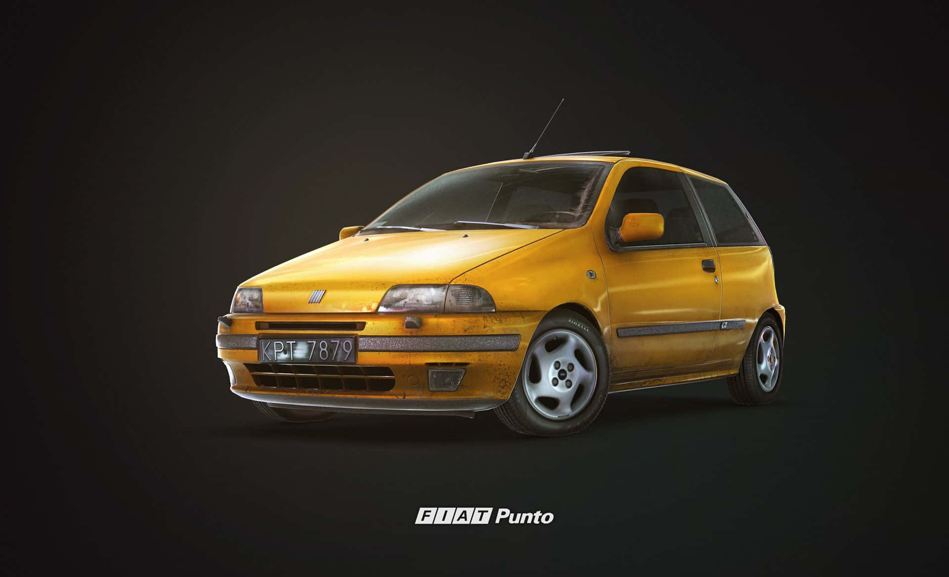 Fiat Grande Punto, vibrant yellow, studio lighting, HD Desktop Wallpaper