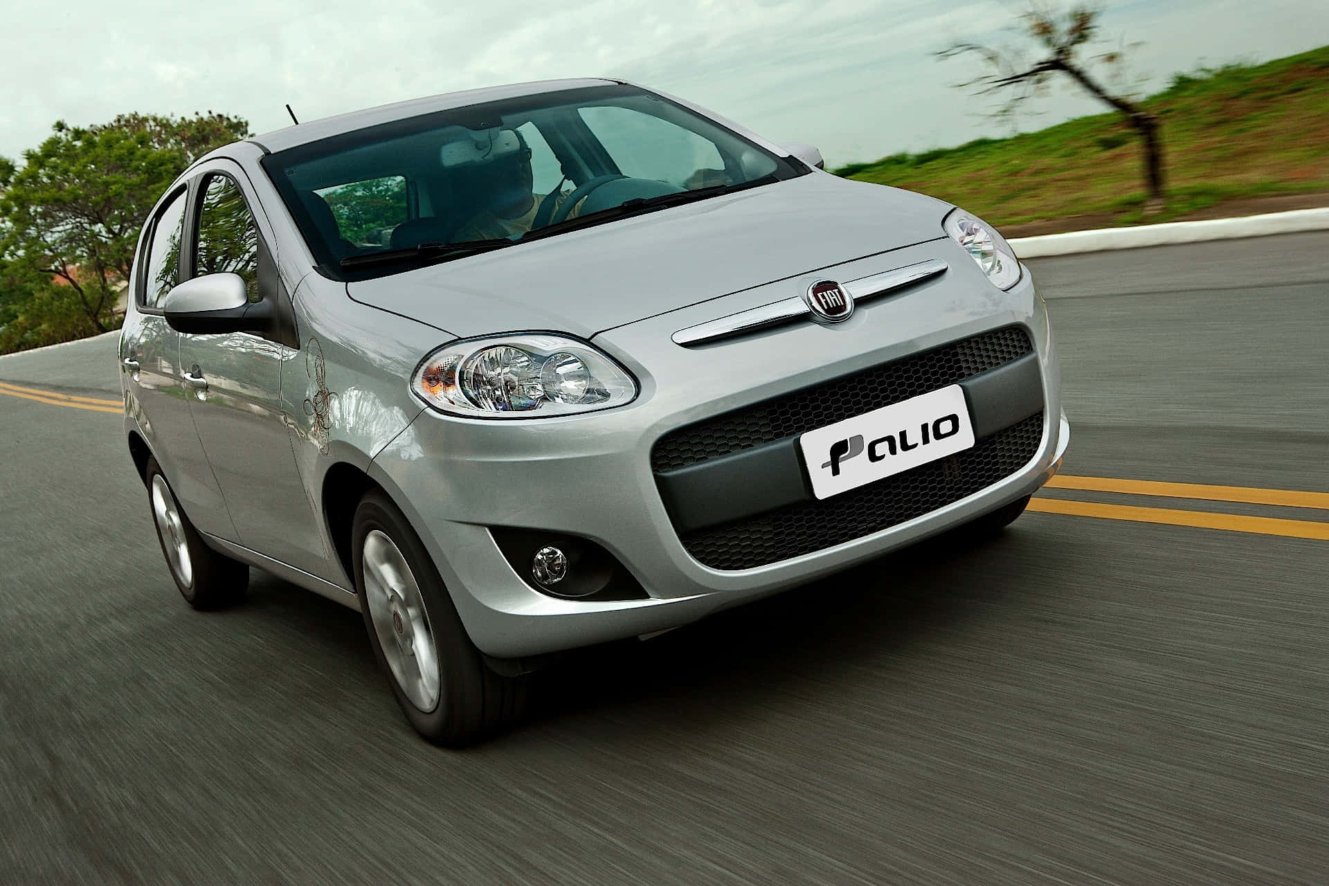 Fiat Palio, silver, curving road, Full HD Desktop Wallpaper