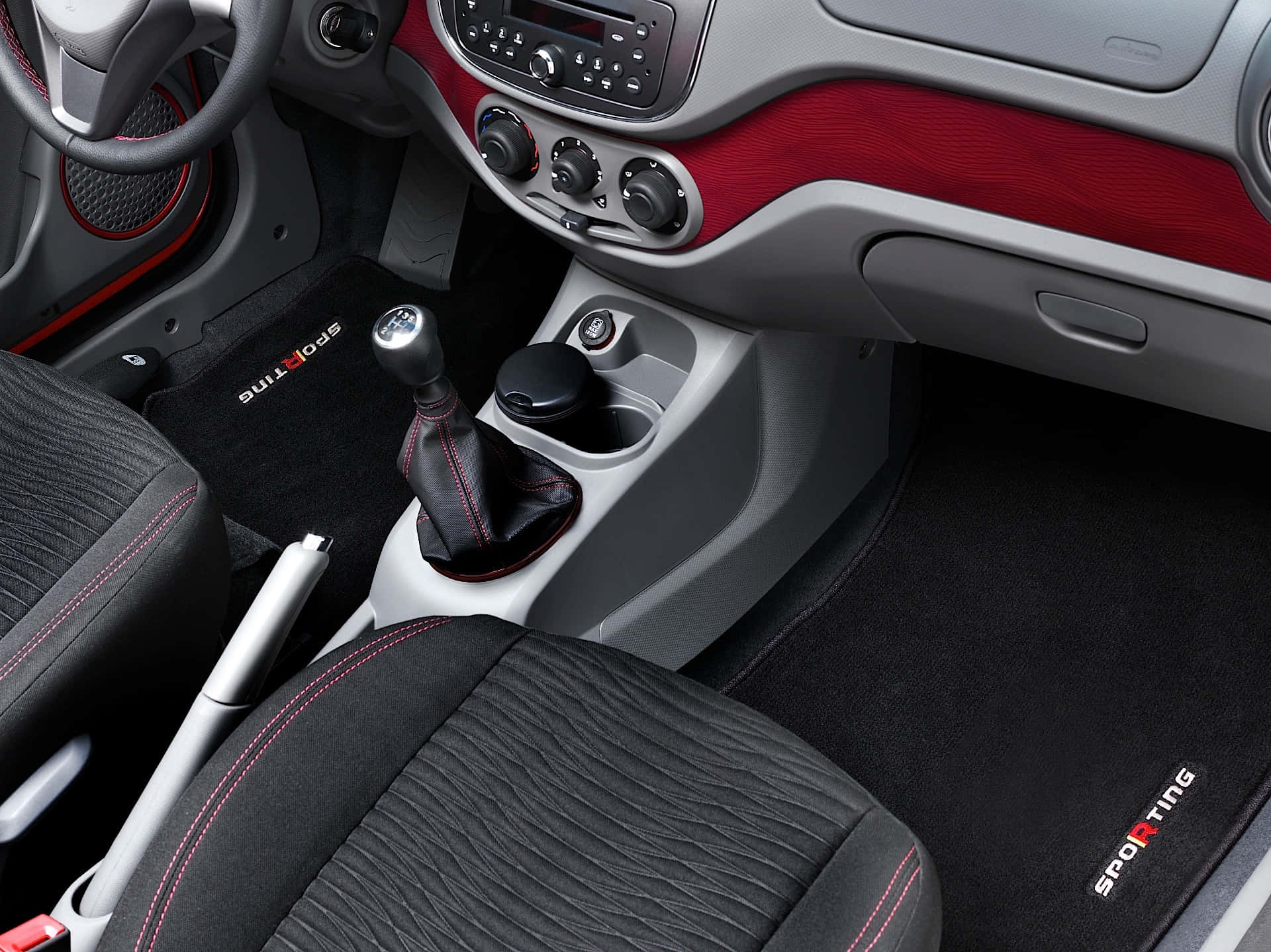 Fiat Palio, black textured seats, red stitching, Full HD Desktop Wallpaper