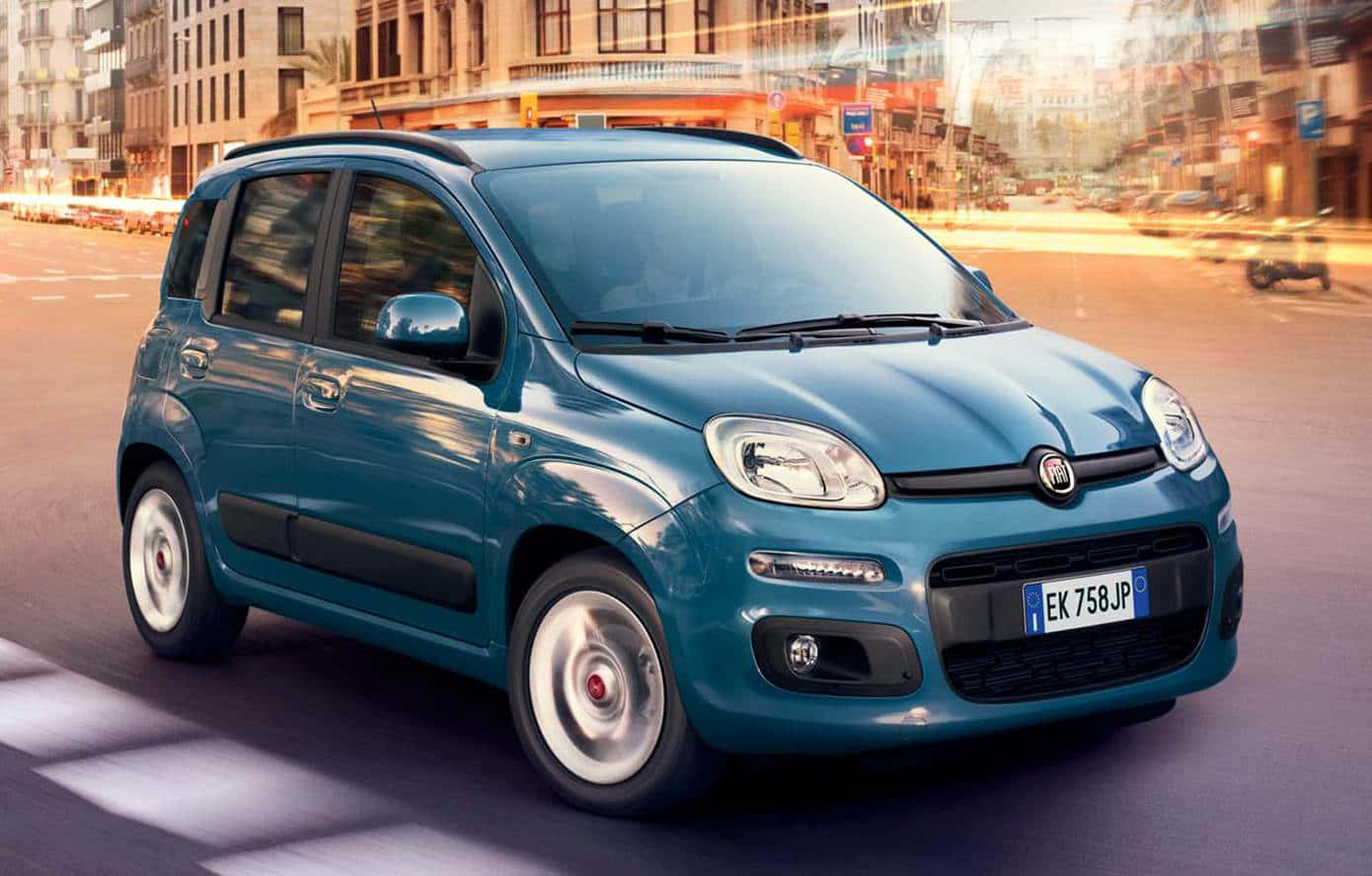 Fiat Panda, teal, sunlit urban street, HD Desktop Wallpaper
