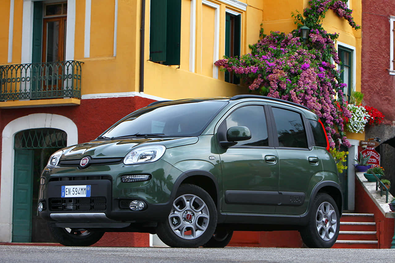 Fiat Panda, white, green, HD Desktop Wallpaper