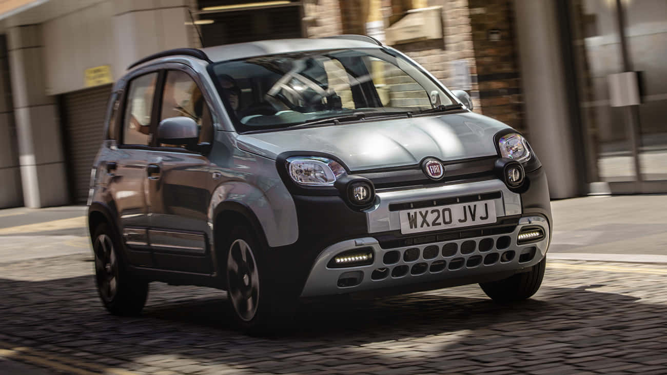 Fiat Panda, silver, cobblestone street, HD Desktop Wallpaper