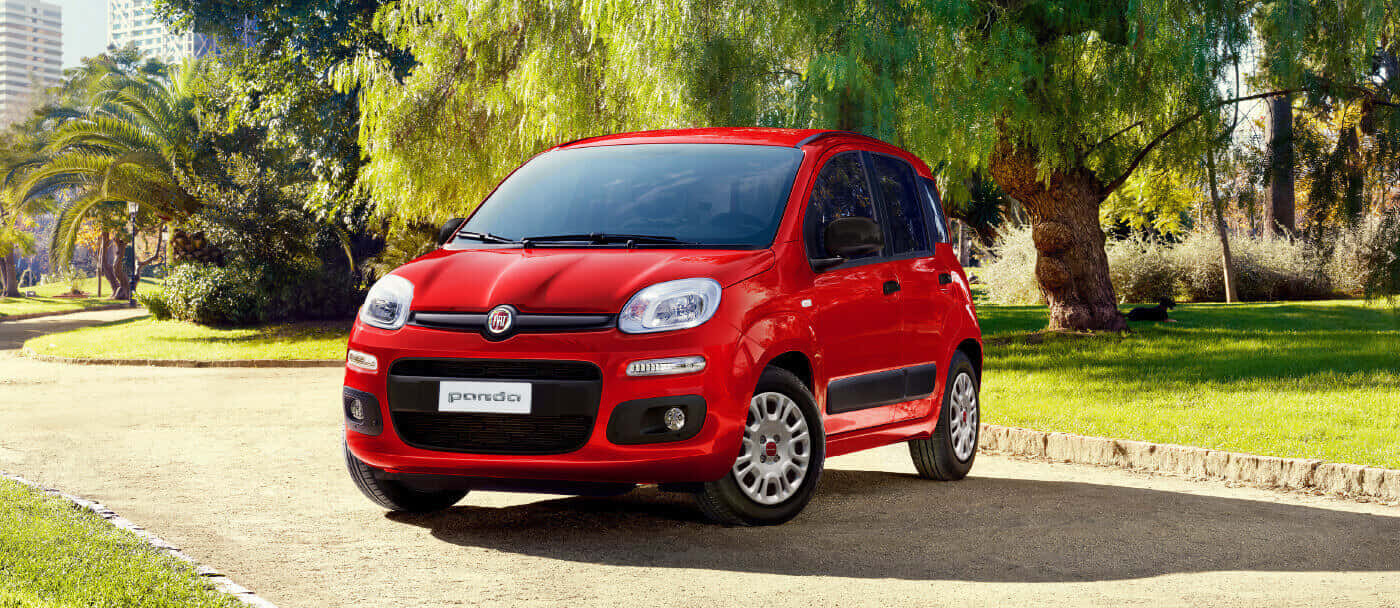 Fiat Panda, vibrant red, sunlit paved path, HD Desktop Wallpaper