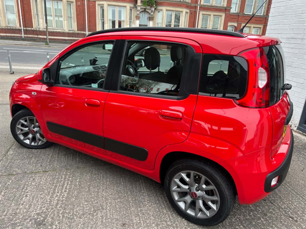 Fiat Panda, vibrant red, paved street, SD Desktop Wallpaper