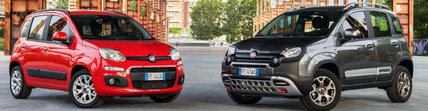Fiat Panda, red, gray, HD Desktop Wallpaper
