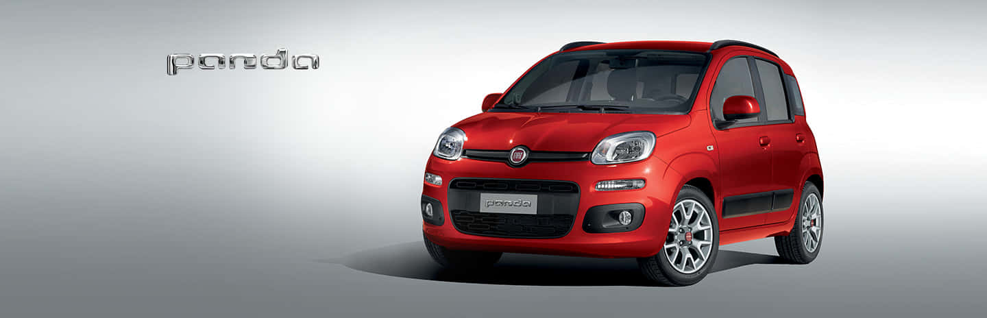 Fiat Panda, vibrant red, studio setting, HD Desktop Wallpaper