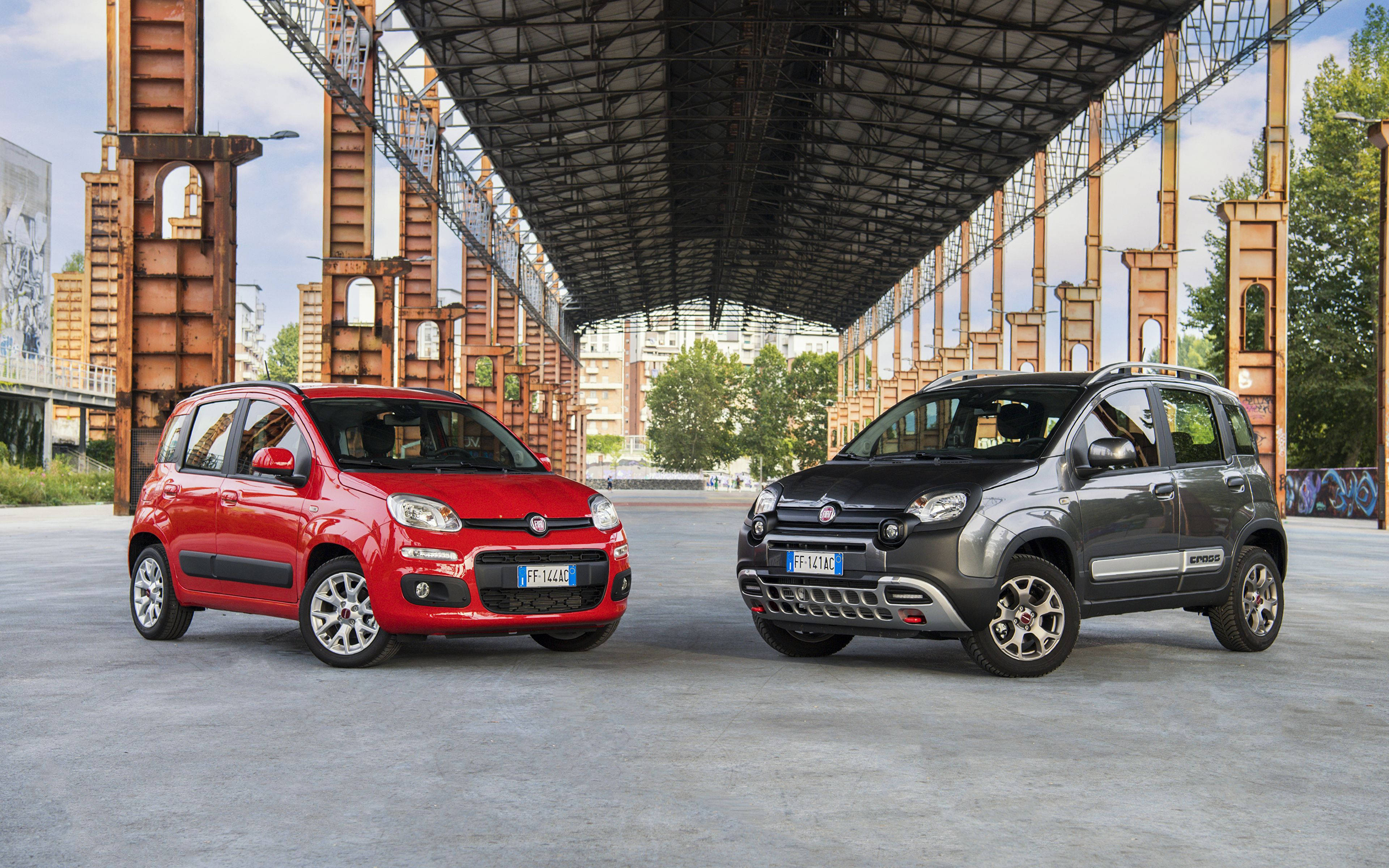 Fiat Panda, red, gray, 4K Desktop Wallpaper