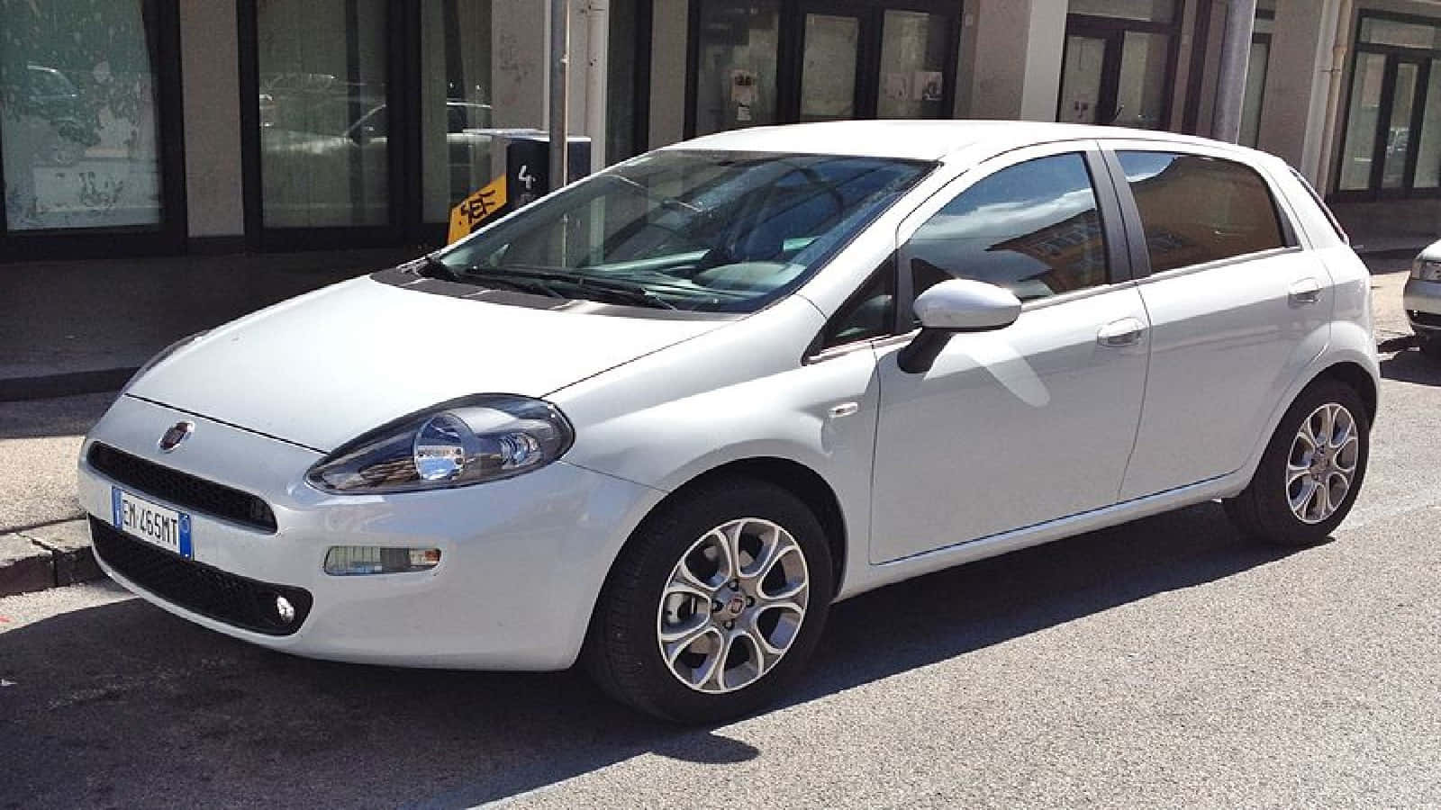 Fiat Punto, white, sunlit urban street, HD Desktop Wallpaper