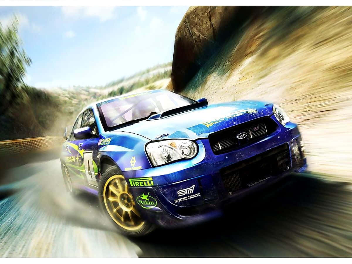 Fiat Punto, blue rally car, dusty mountain road, SD Desktop Wallpaper