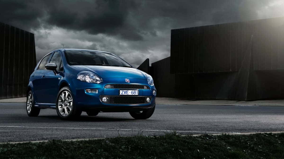 Fiat Punto, blue, asphalt, SD Desktop Wallpaper