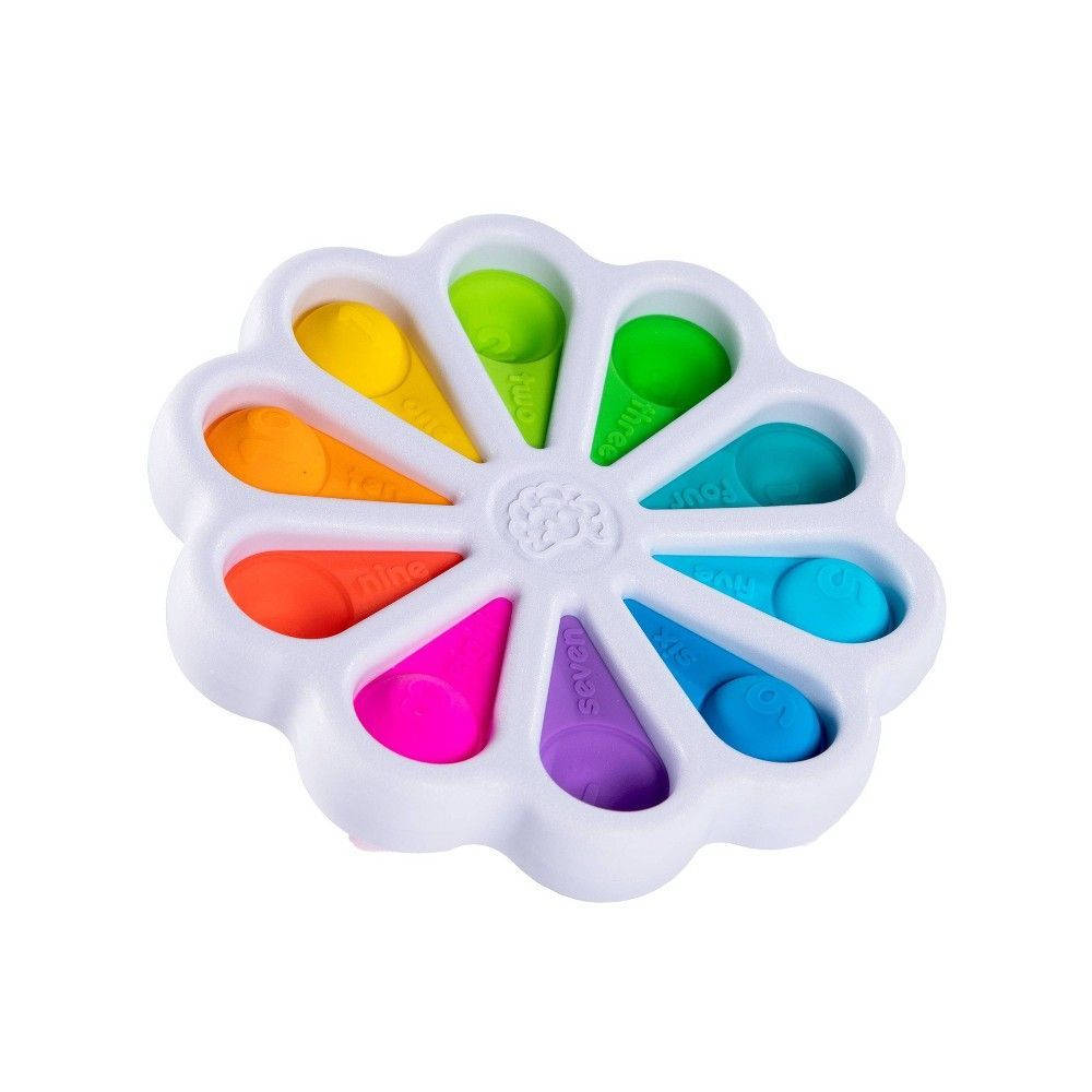 pop-it, white flower-shaped toy, eight colorful numbered silicone buttons, SD Desktop Wallpaper