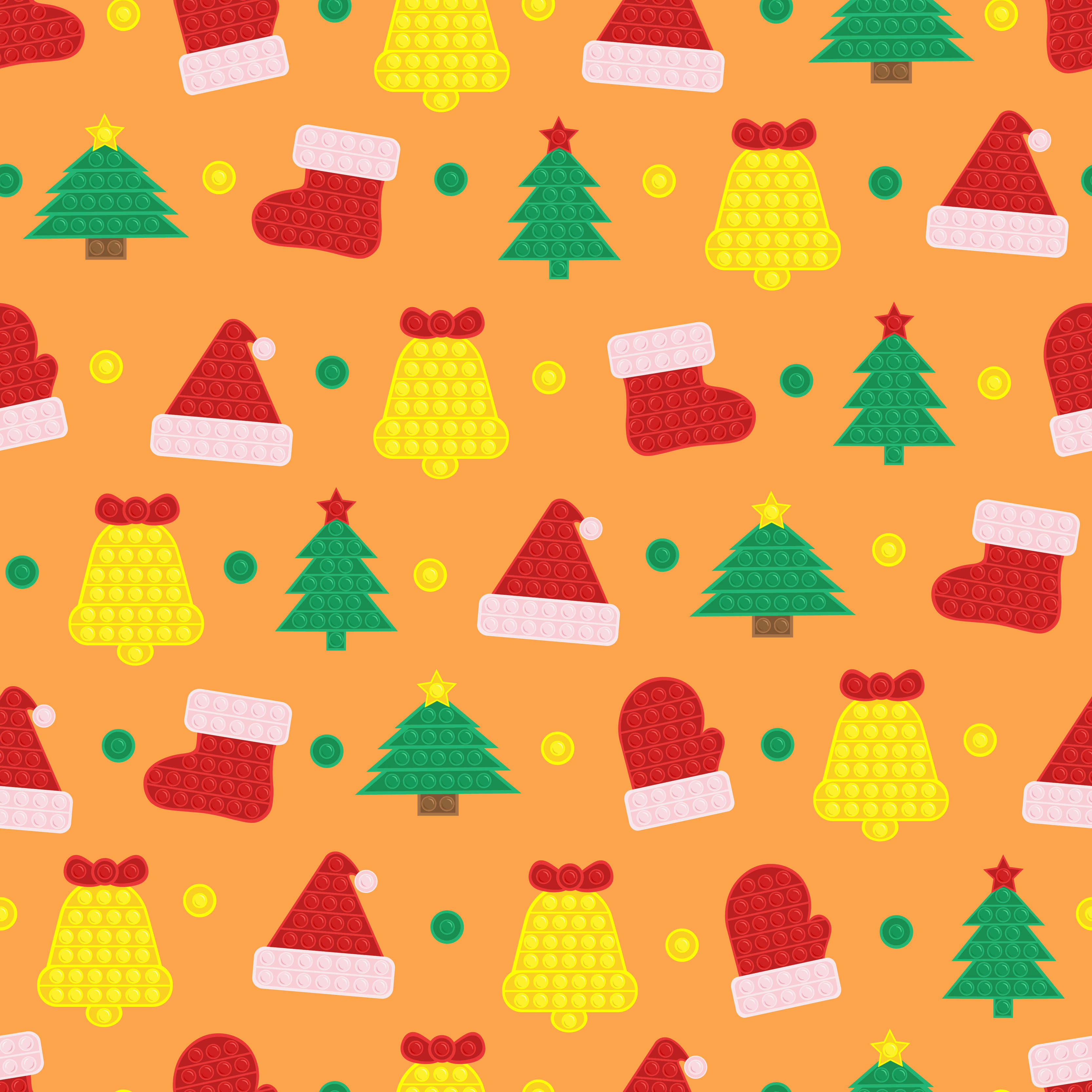 Christmas trees, stockings, bells, 2K Desktop Wallpaper