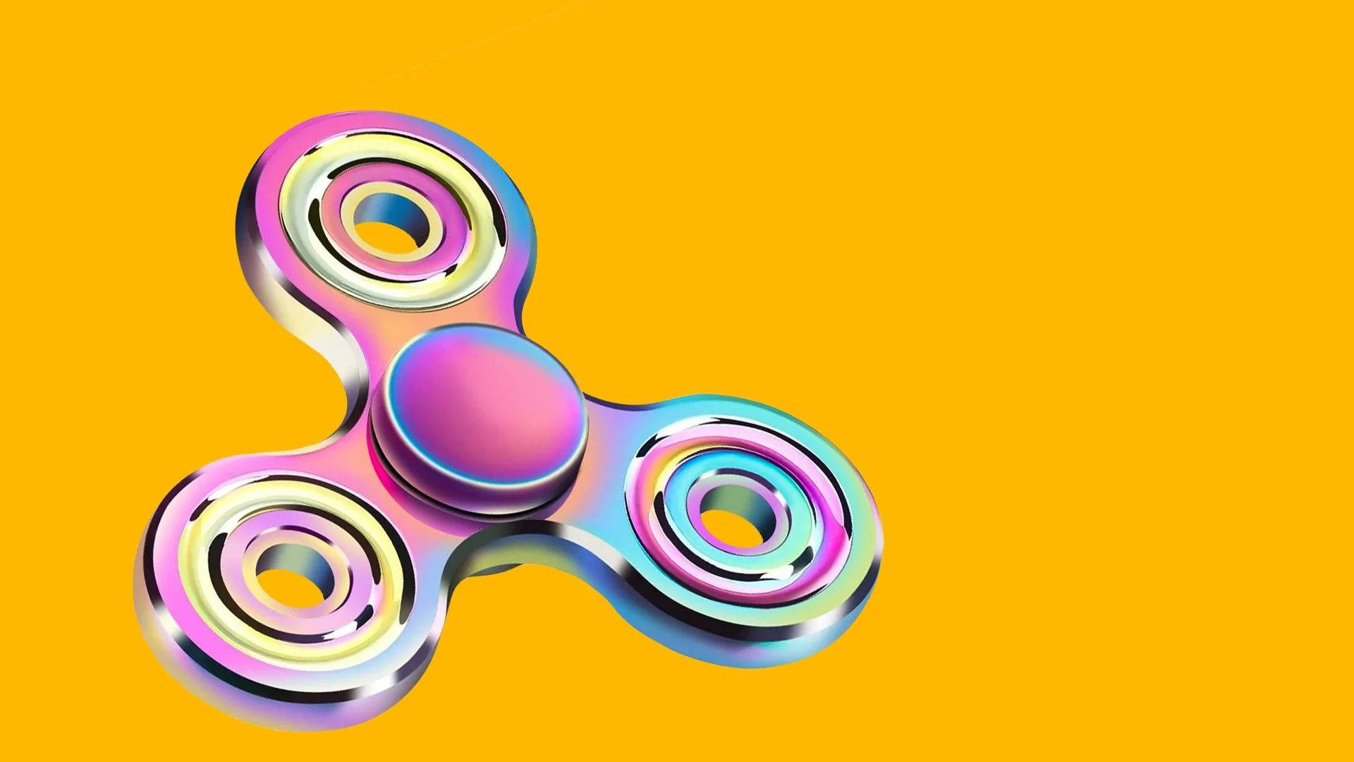 rainbow iridescent fidget spinner, vibrant orange background, gradient background, Full HD Desktop Wallpaper