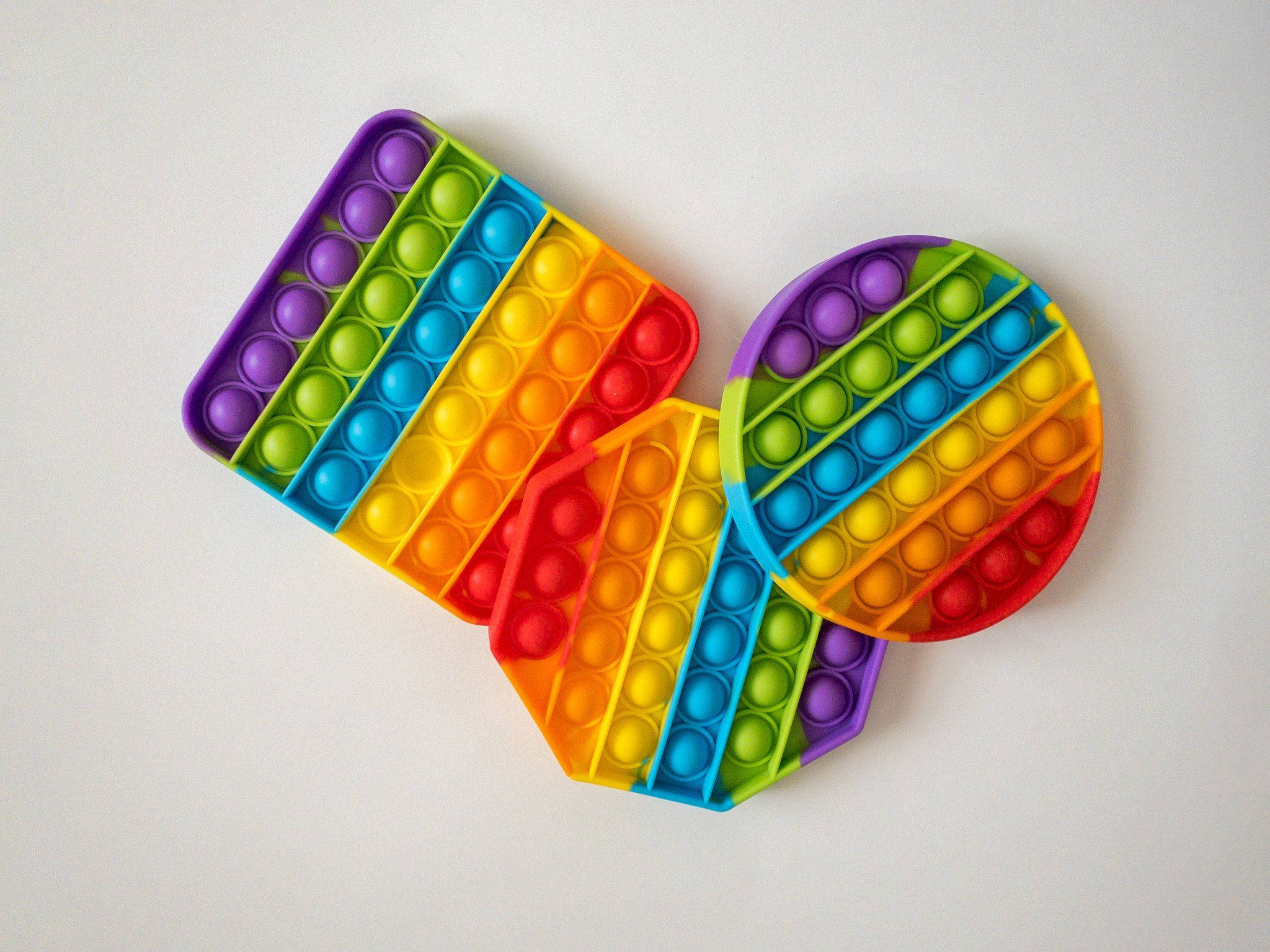 Pop It Fidget Toys, rainbow-colored, heart shape, Full HD Desktop Wallpaper