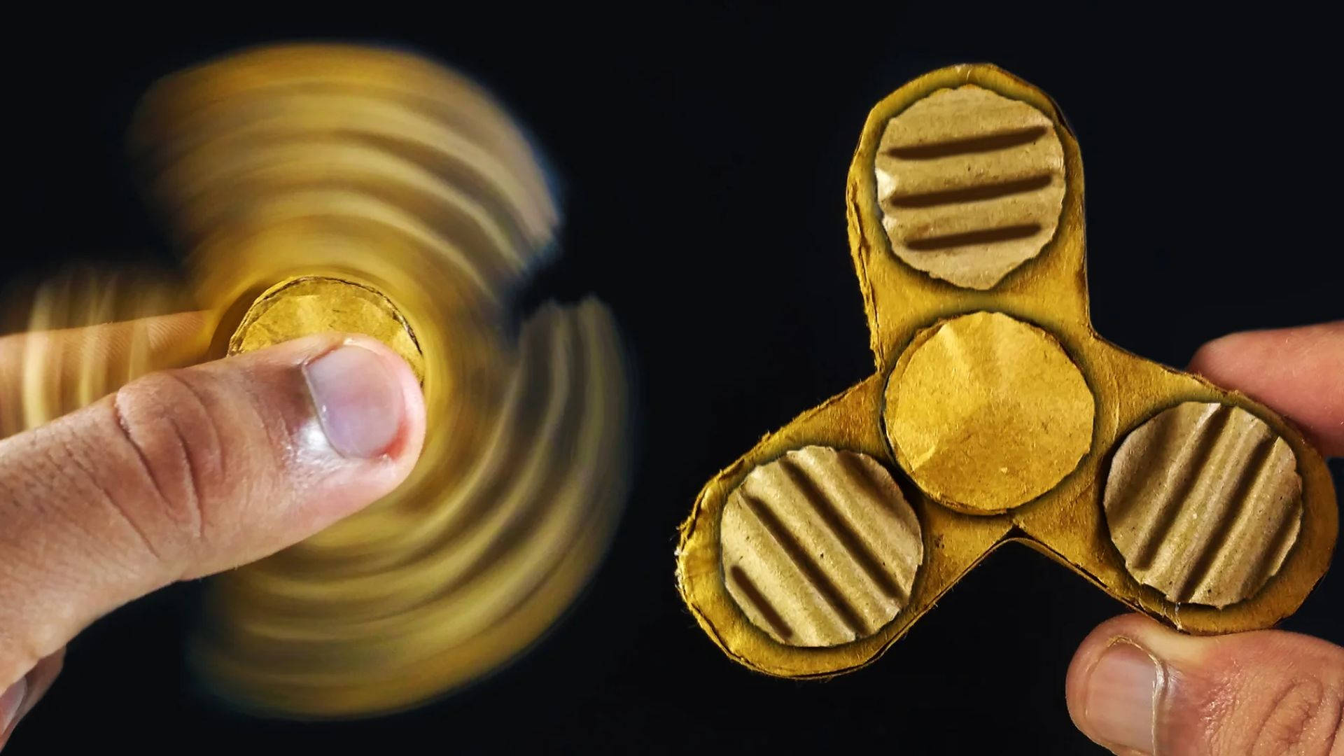 golden fidget spinner, black background, hand spins, Full HD Desktop Wallpaper