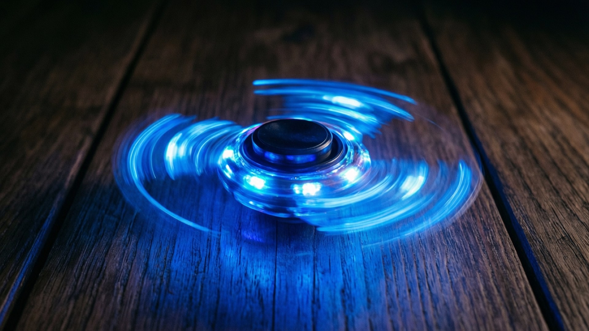 LED Spinner Trails, glowing blue, fidget spinner, Full HD Desktop Wallpaper