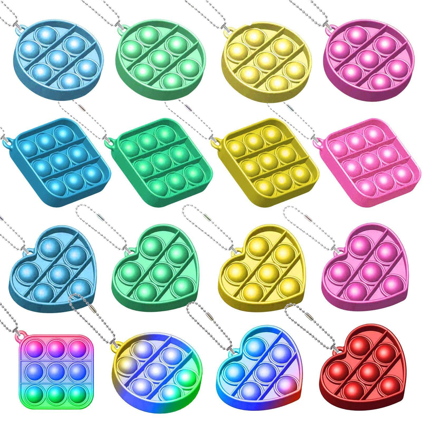 Mini Pop It Keychains, pop-it fidget pendant necklaces, round square, HD Desktop Wallpaper