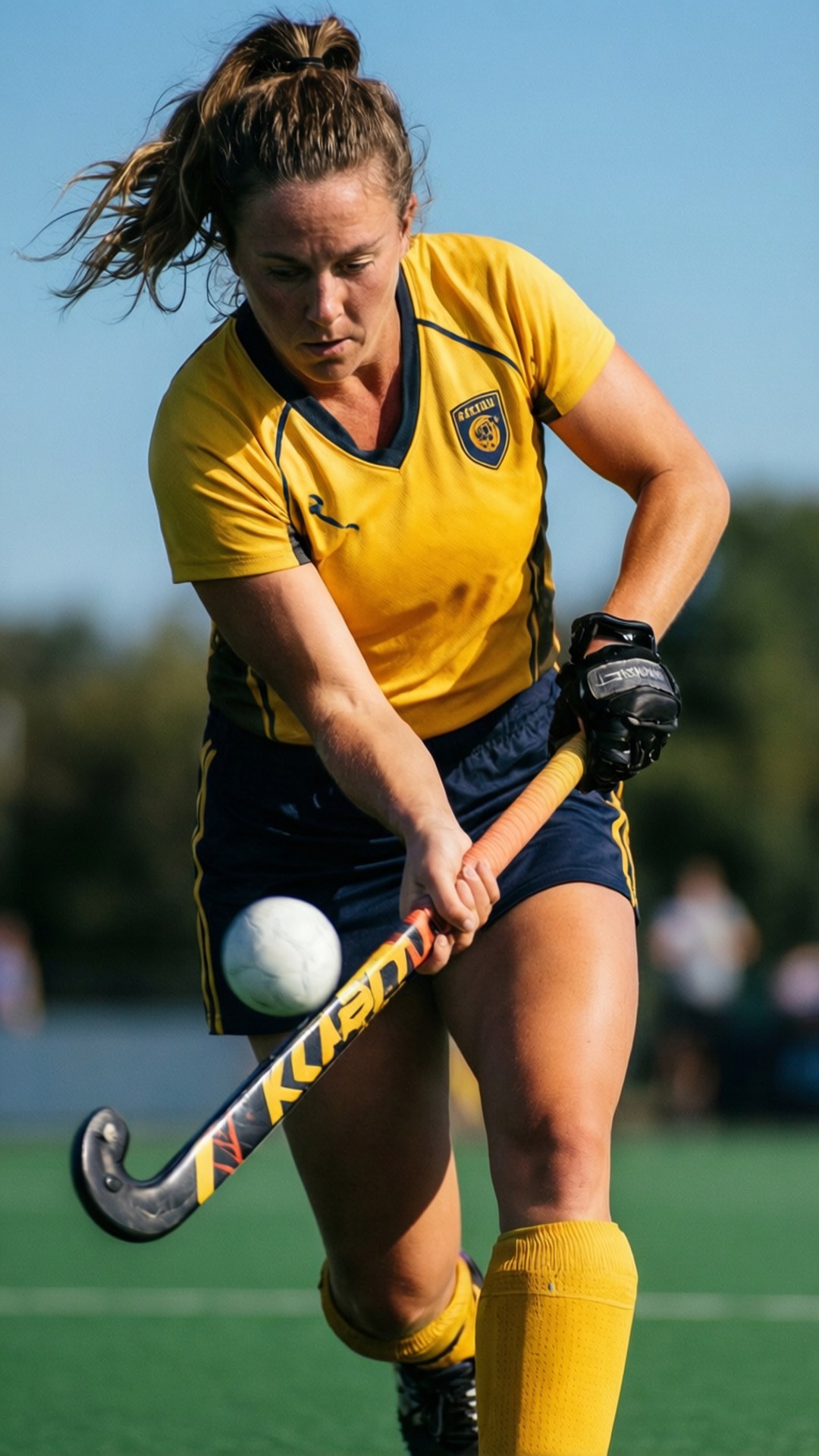 yellow jersey, white ball, green turf field, Full HD Phone Wallpaper