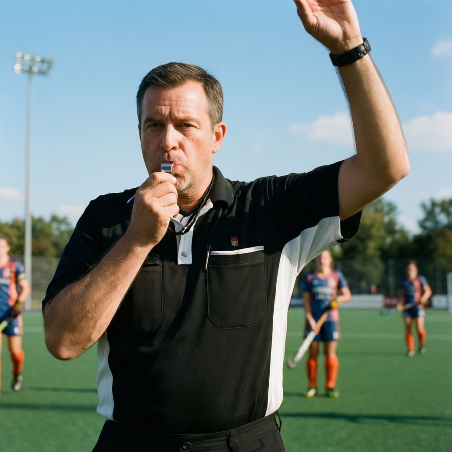 umpire, black and white shirt, whistle, HD Desktop Wallpaper