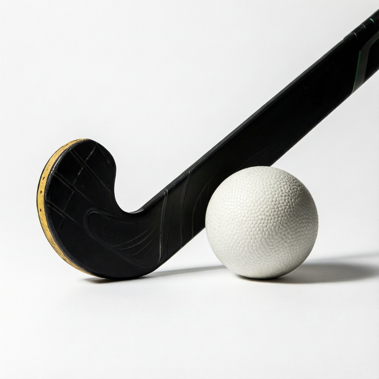 field hockey stick, gold trim, textured white ball, HD Desktop Wallpaper