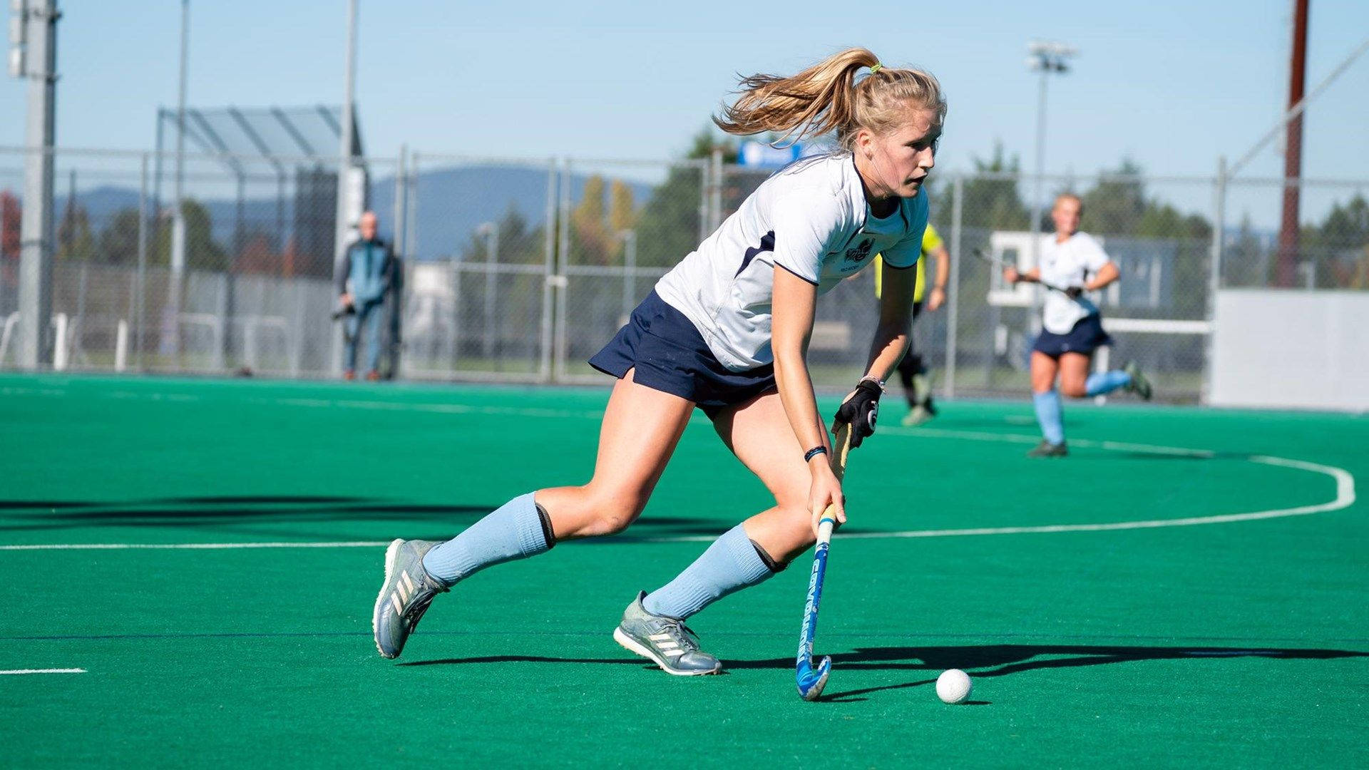 field hockey, female field hockey player, bright green turf field, Full HD Desktop Wallpaper