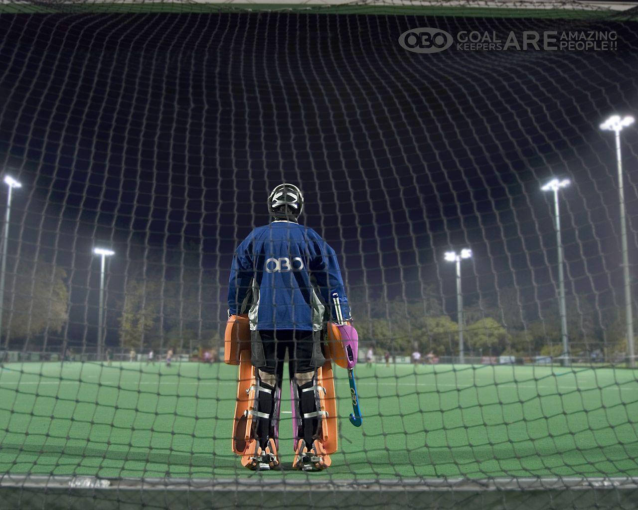 field hockey, goalkeeper, blue gear, HD Desktop Wallpaper