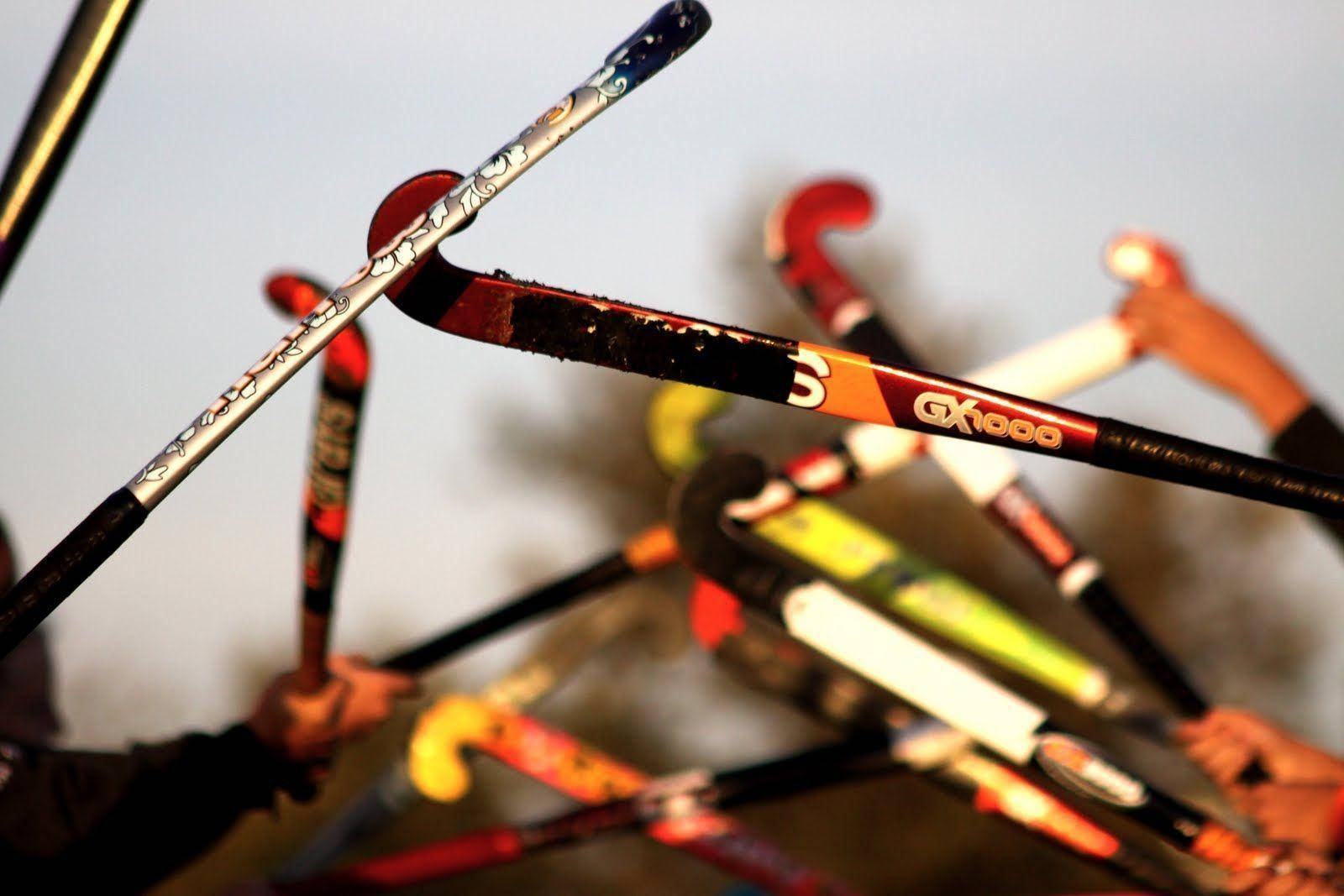field hockey, colorful field hockey sticks, players, HD Desktop Wallpaper