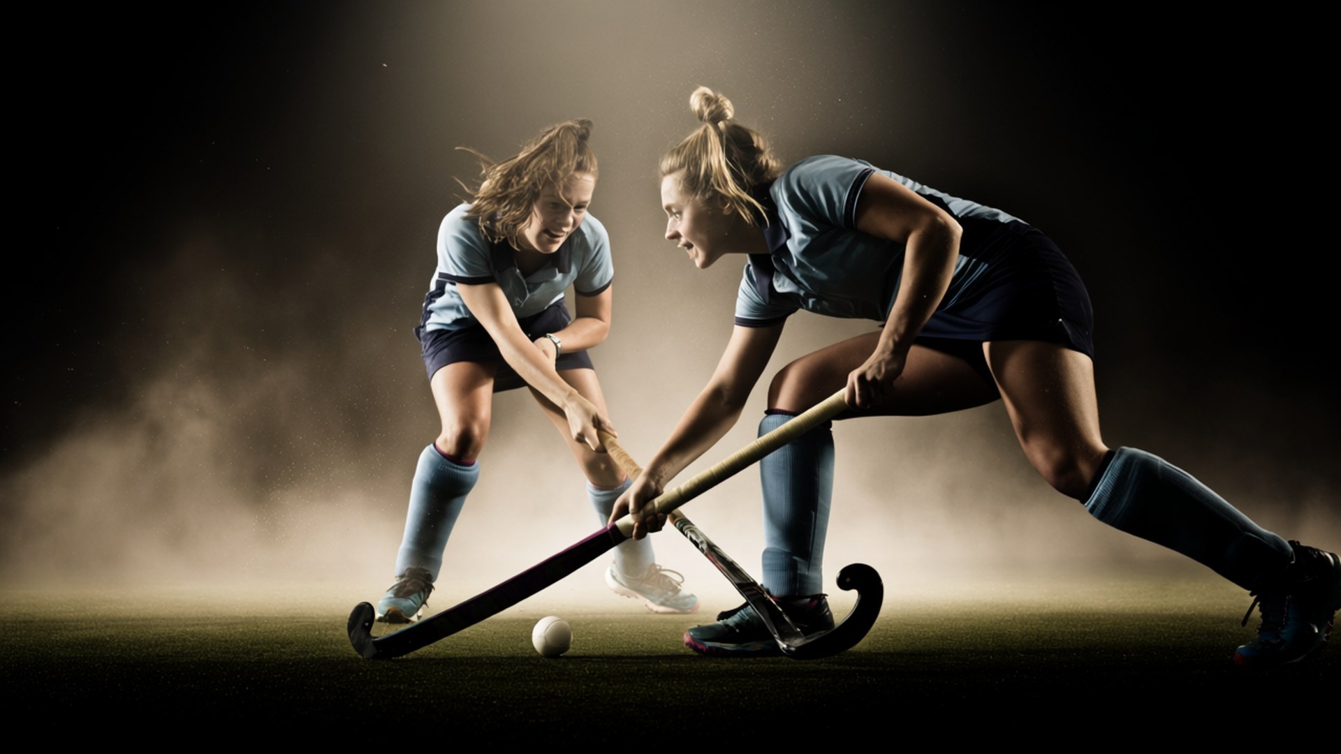 Duel for the Ball, female field hockey players, ball, Full HD Desktop Wallpaper