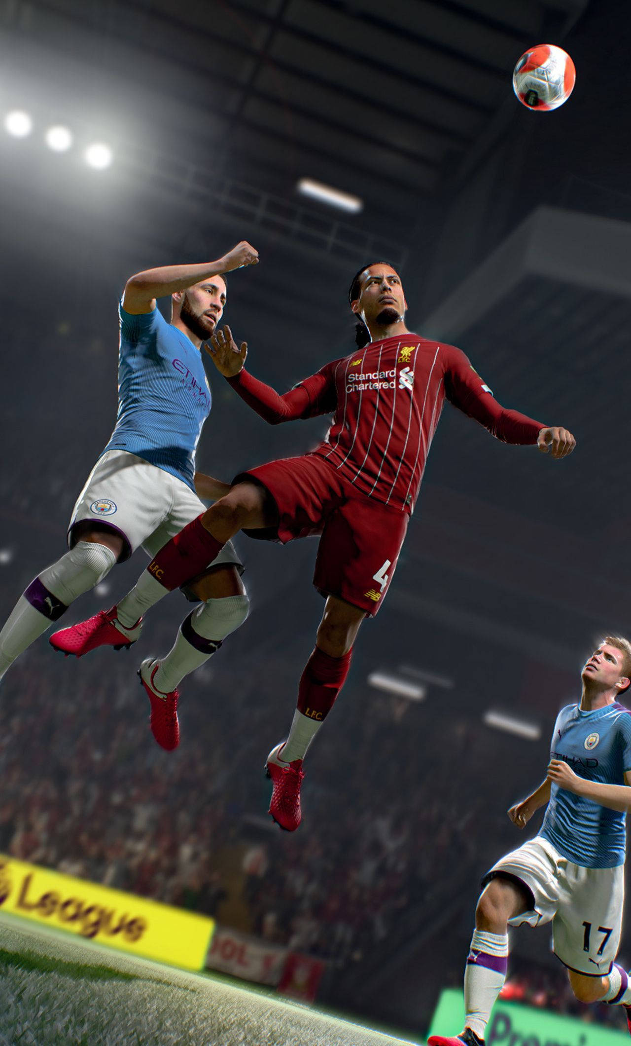 FIFA 21, nighttime stadium match, bright floodlights, Full HD Phone Wallpaper