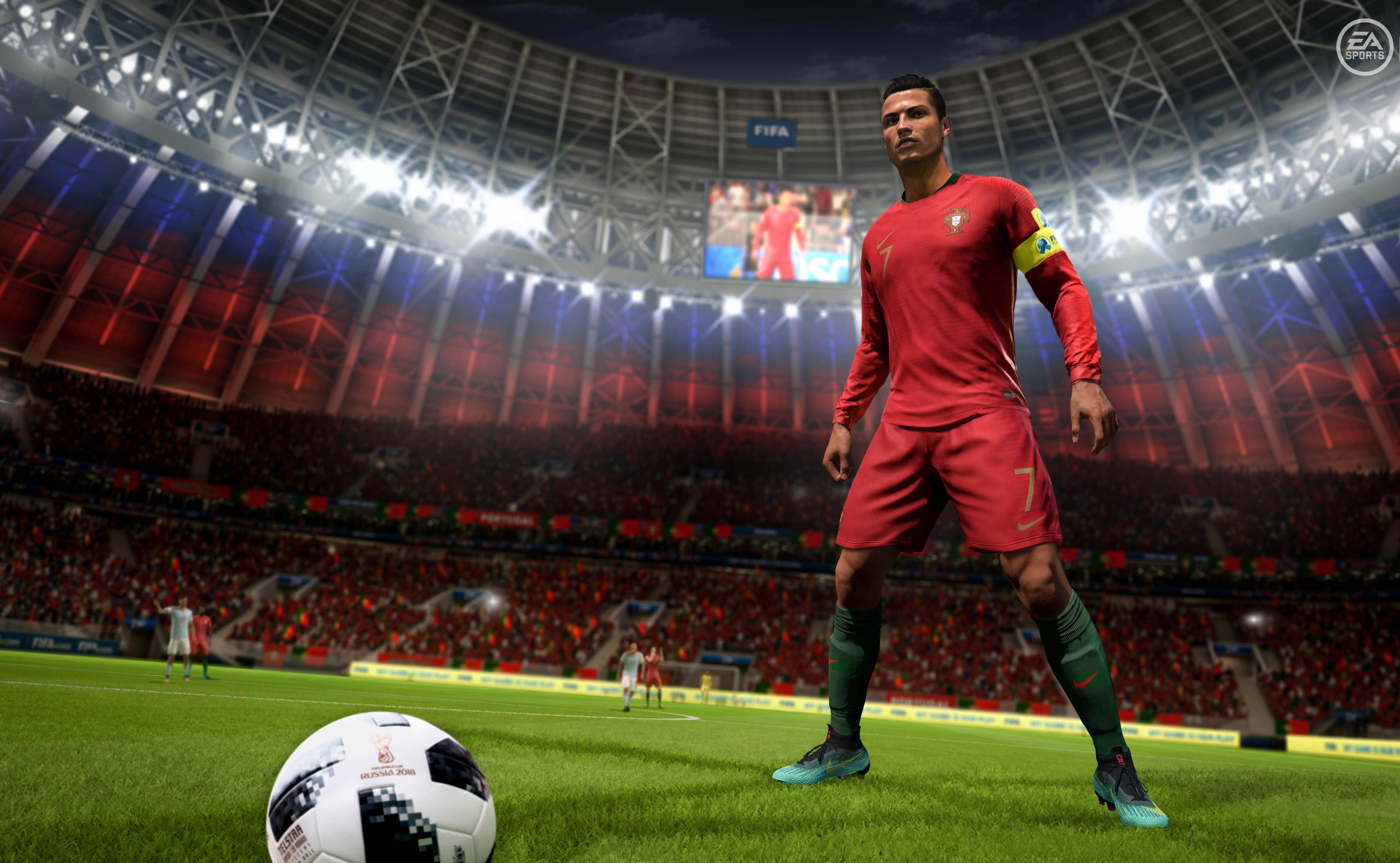 FIFA 21, red Portugal kit, soccer ball, 5K Desktop Wallpaper