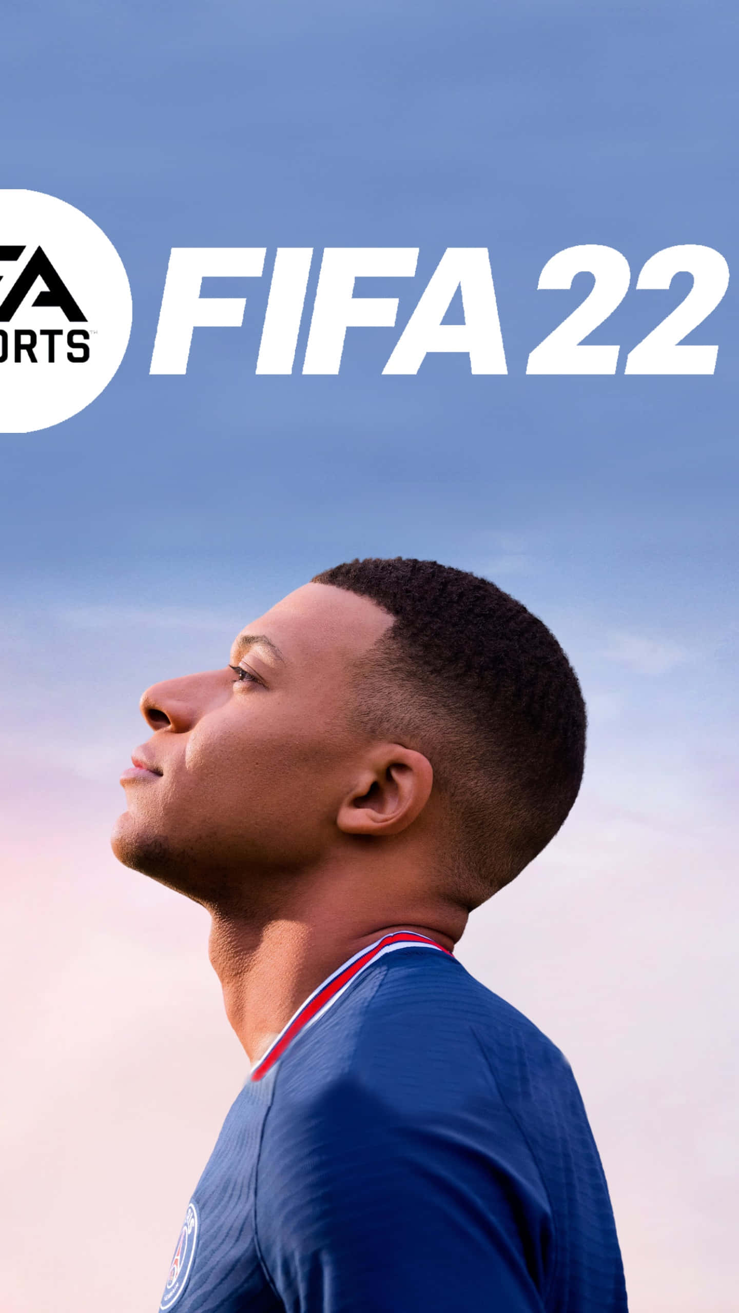 FIFA 22, blue jersey, soft gradient sky, 2K Phone Wallpaper