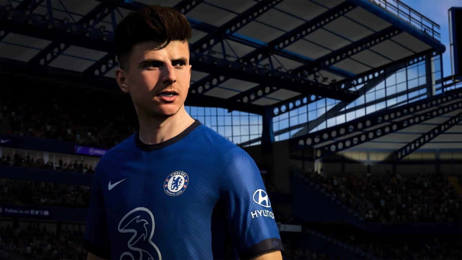 FIFA 22, blue Chelsea jersey, stadium, HD Desktop Wallpaper