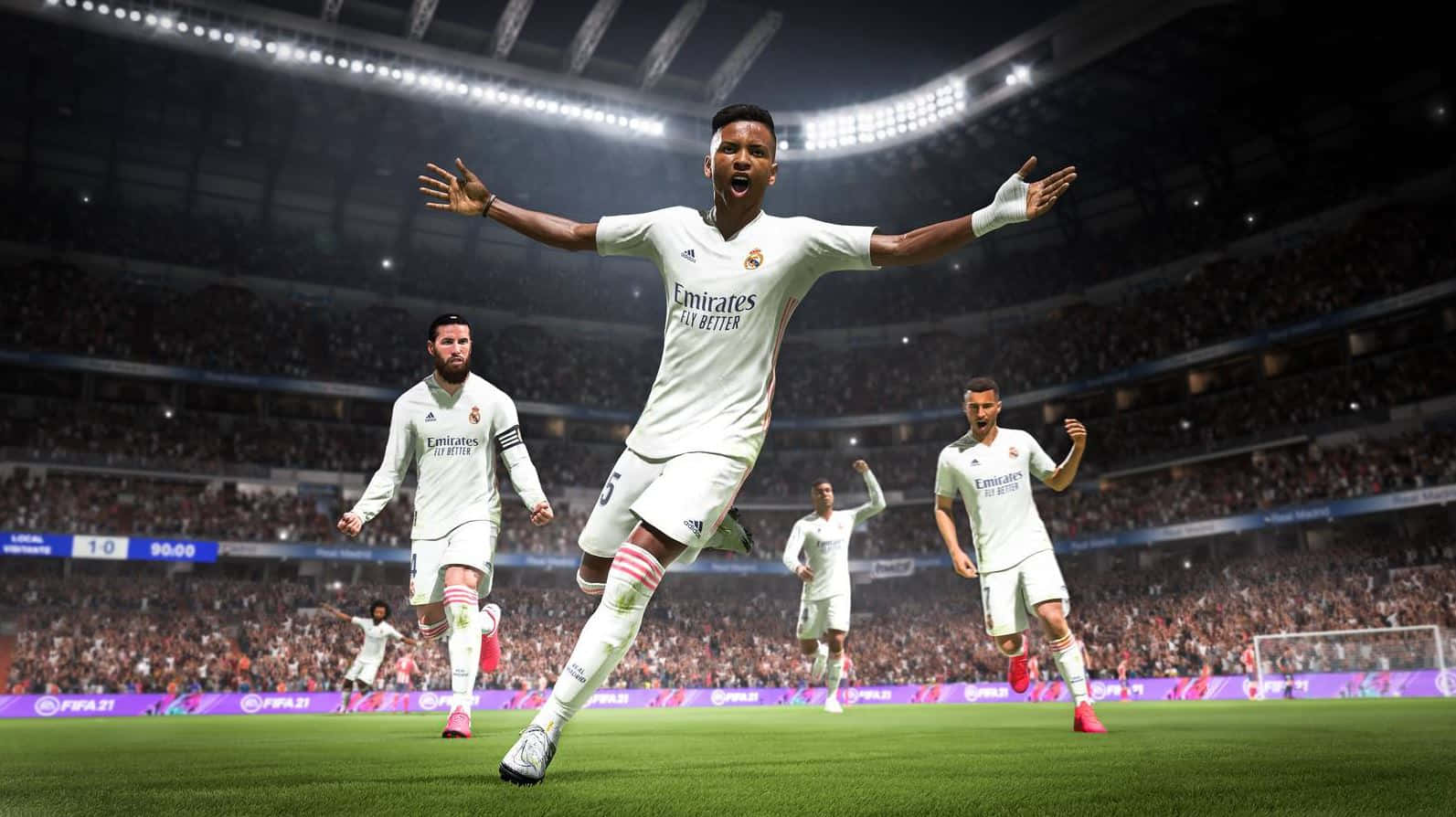 FIFA 22, soccer player, white jersey, HD Desktop Wallpaper