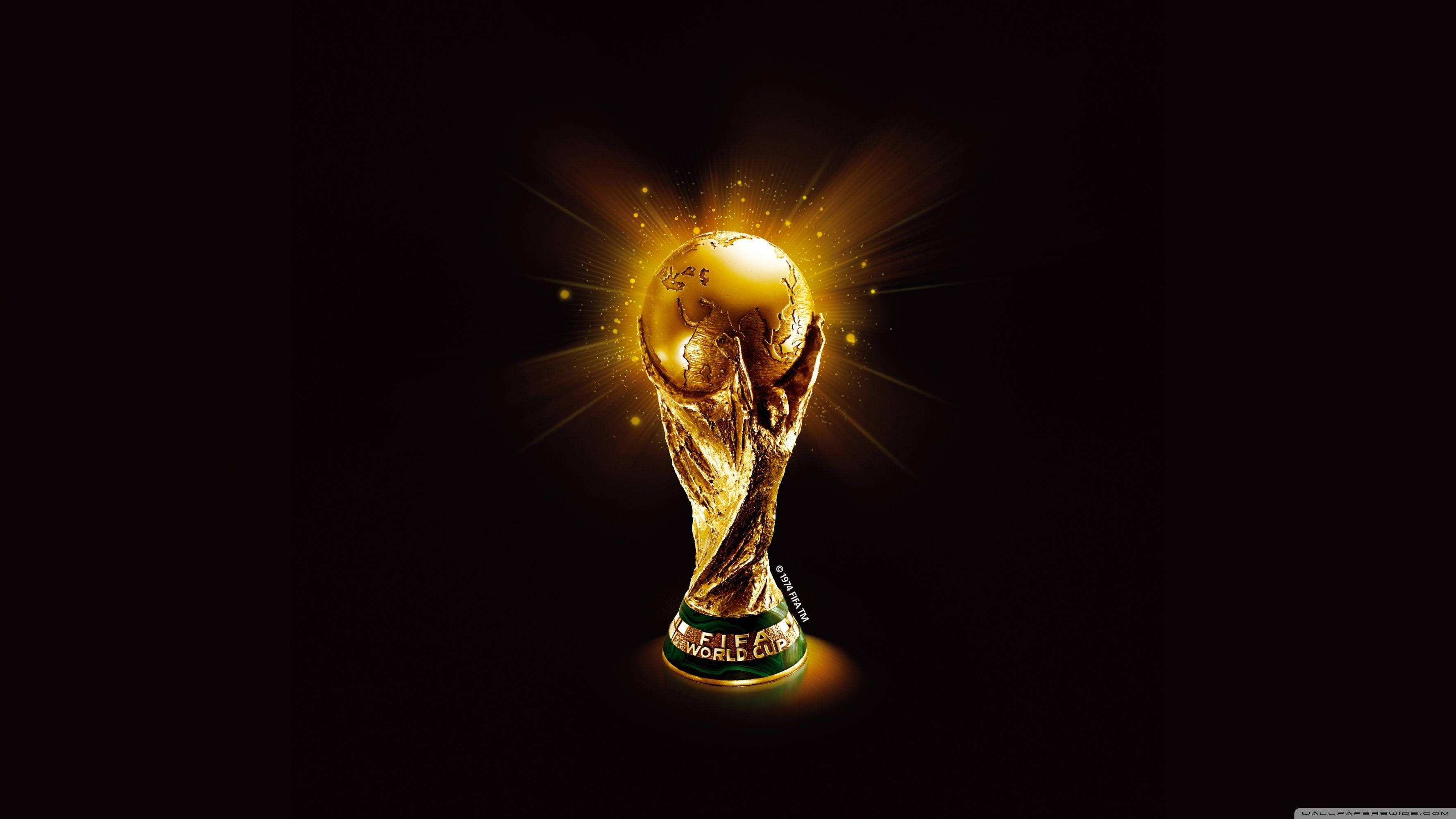 FIFA World Cup 2022, golden trophy, black background, 2K Desktop Wallpaper