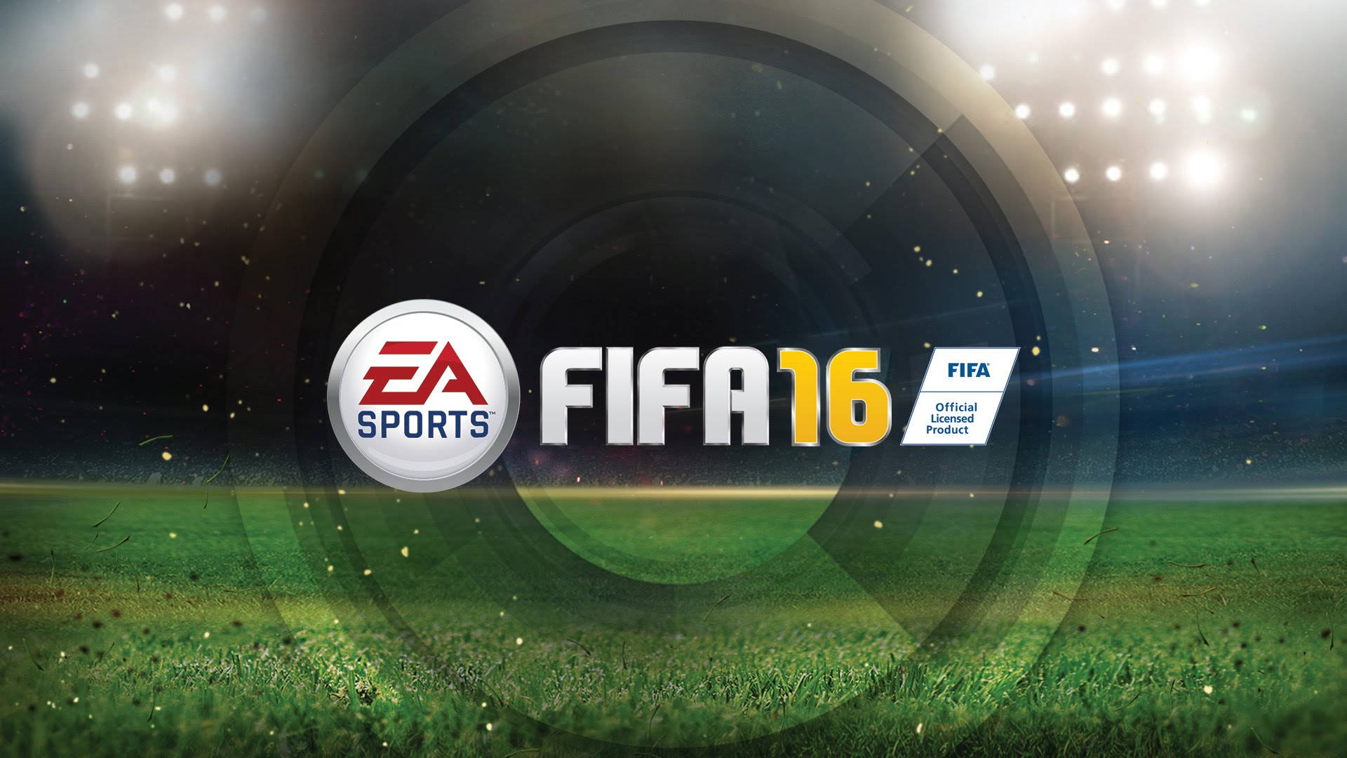 FIFA 16, green football pitch, stadium lights, Full HD Desktop Wallpaper