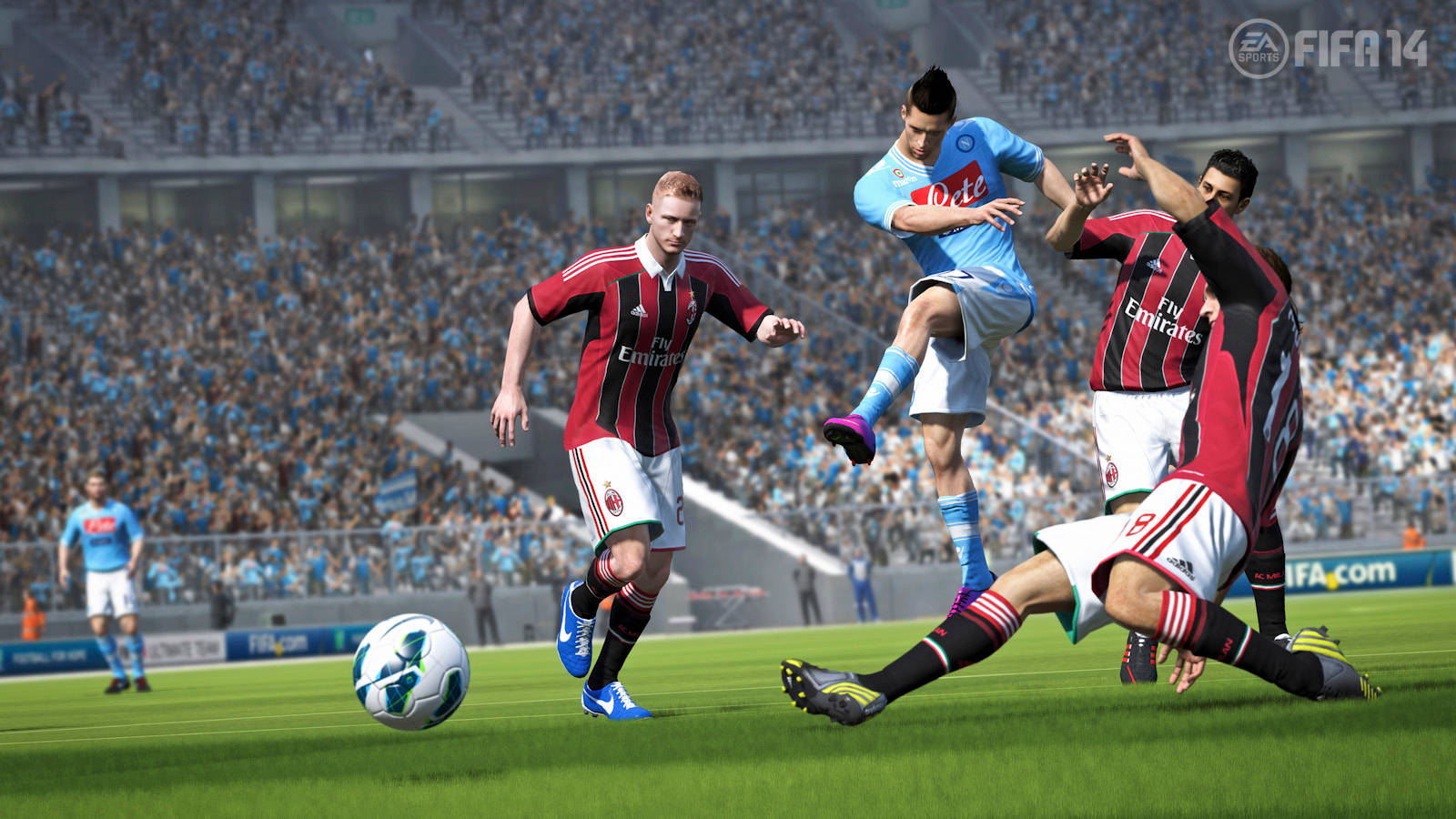FIFA 14, light blue, red and black jerseys, HD Desktop Wallpaper