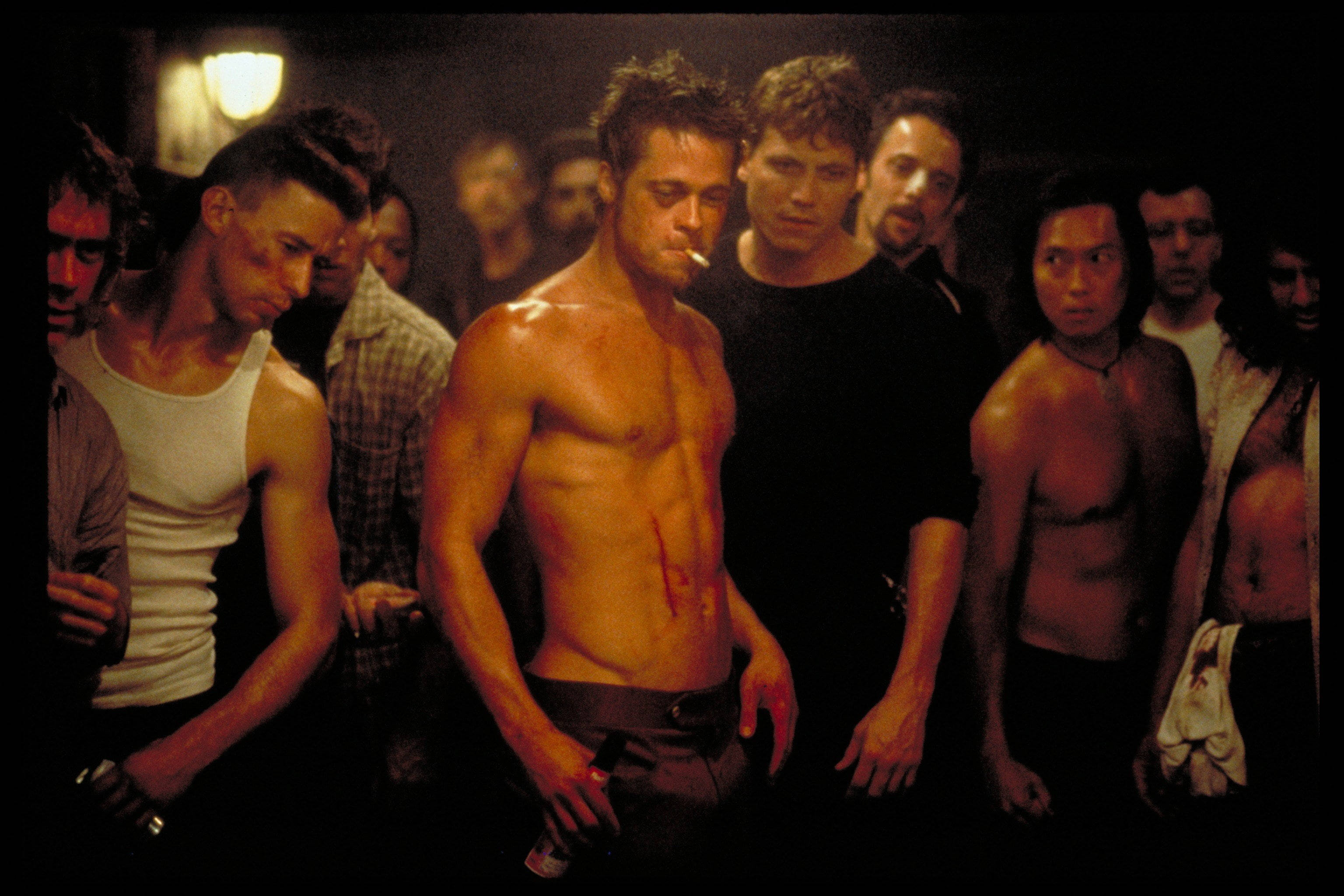 Fight Club, film still, shirtless man, 2K Desktop Wallpaper