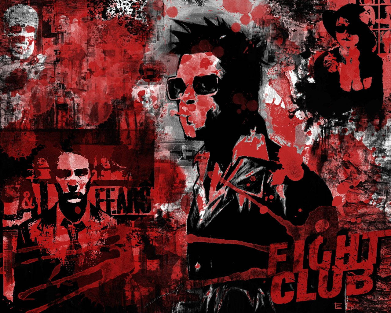 Fight Club, grunge art, red, HD Desktop Wallpaper