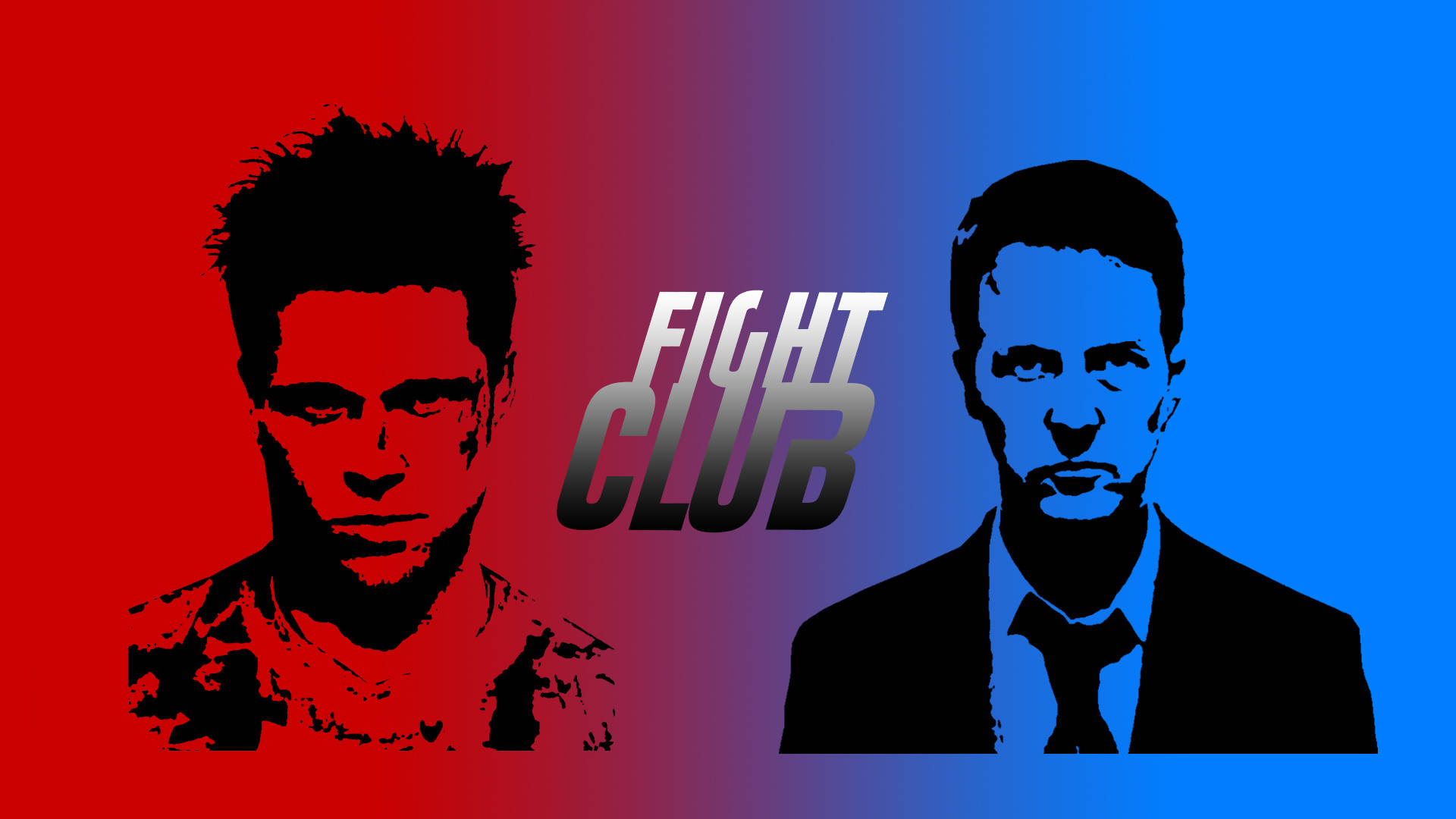 Fight Club, red and blue gradients, stylized male silhouettes, Full HD Desktop Wallpaper