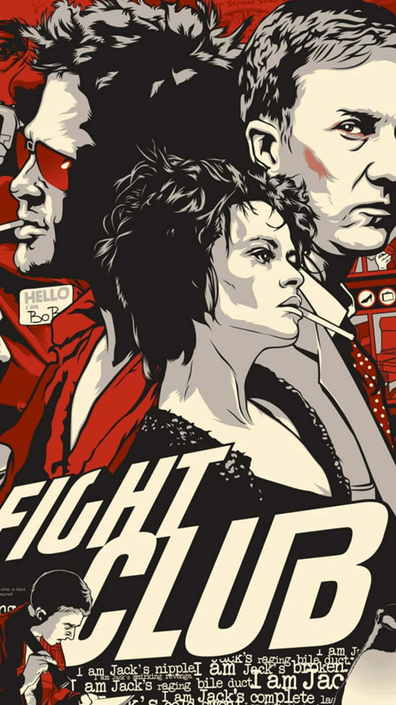 Fight Club, red background, bold typography, HD Phone Wallpaper