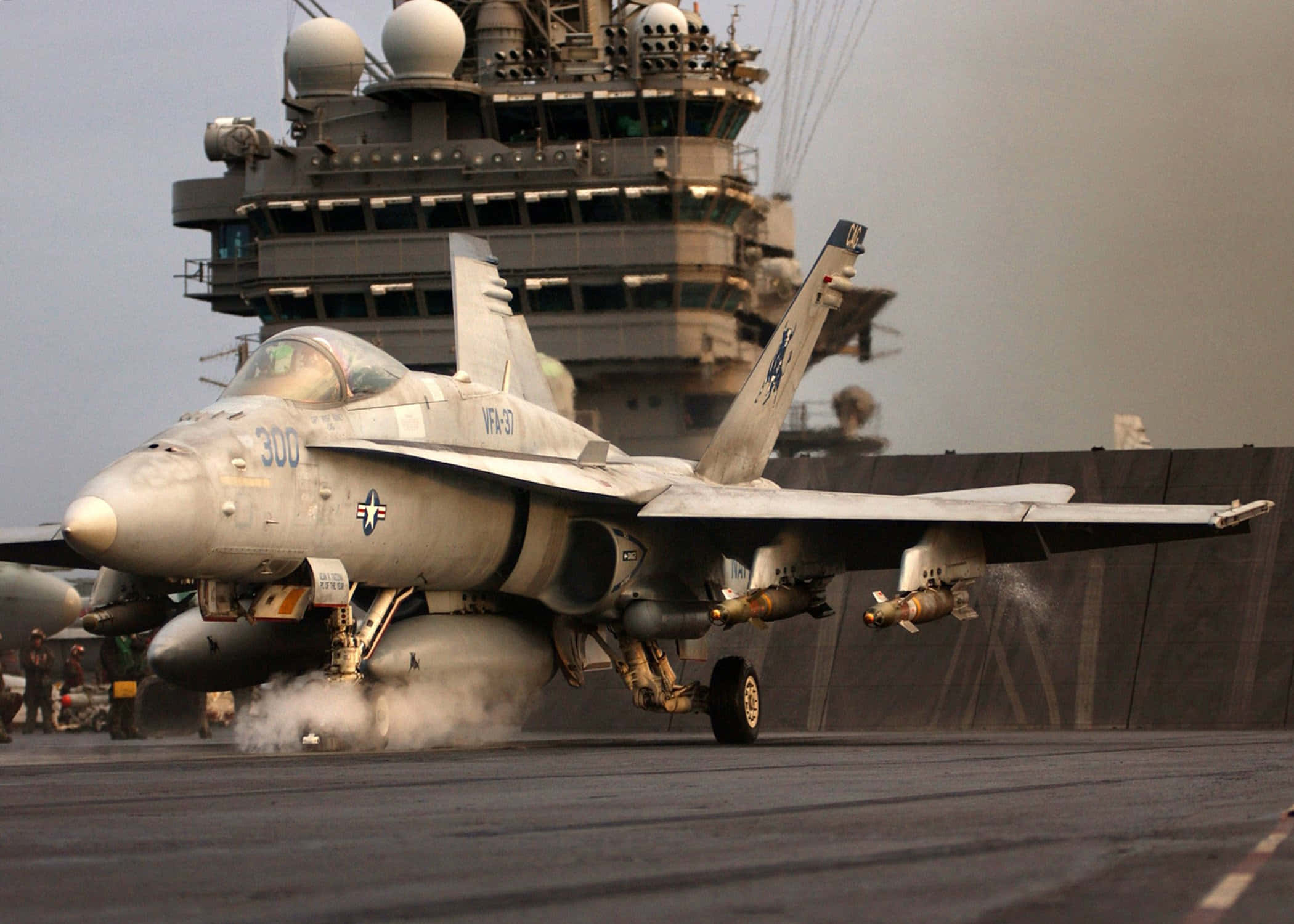 fighter jet, aircraft carrier deck, gray, Full HD Desktop Wallpaper