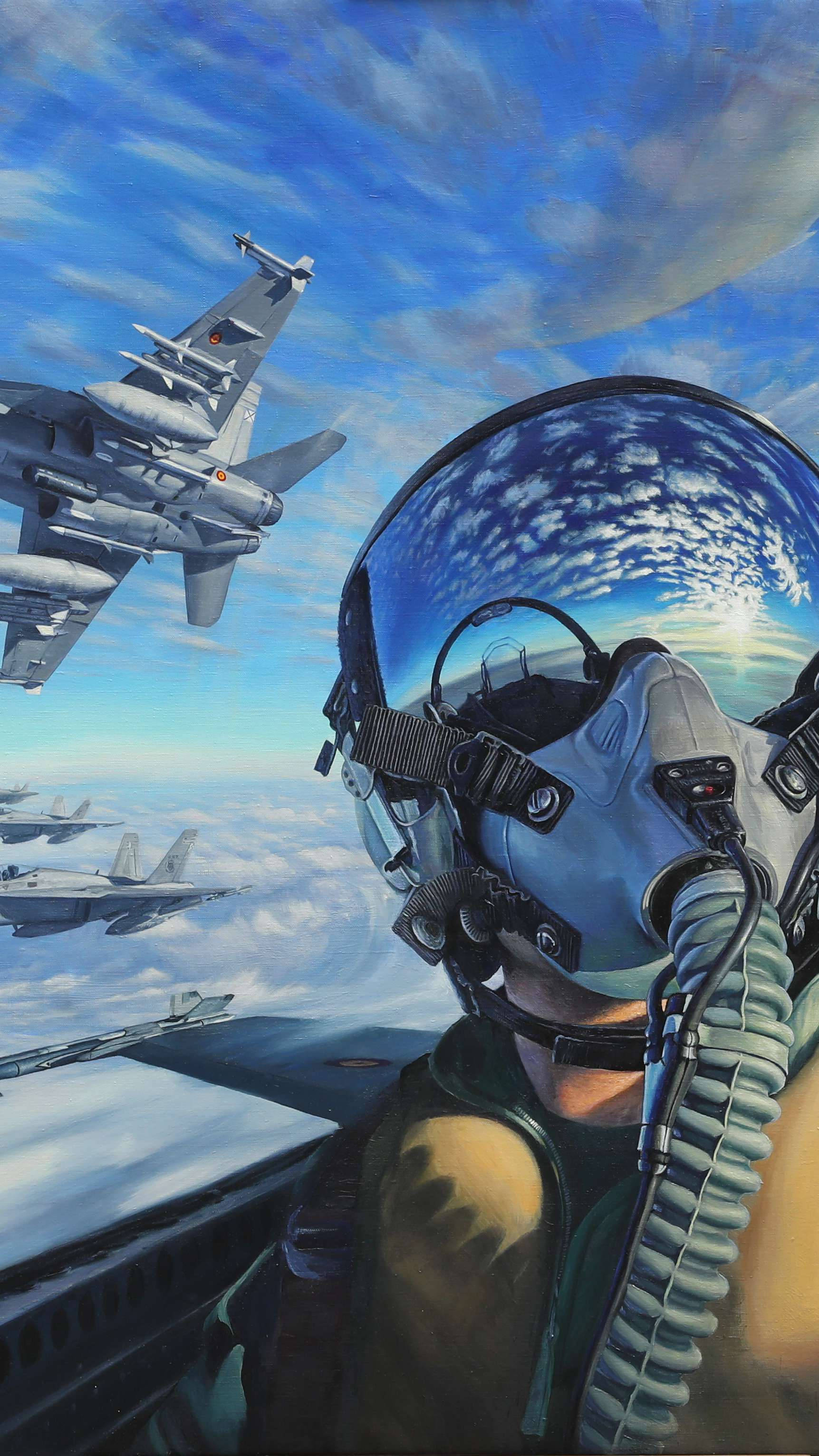 fighter pilot, cockpit helmet, jets, 2K Phone Wallpaper