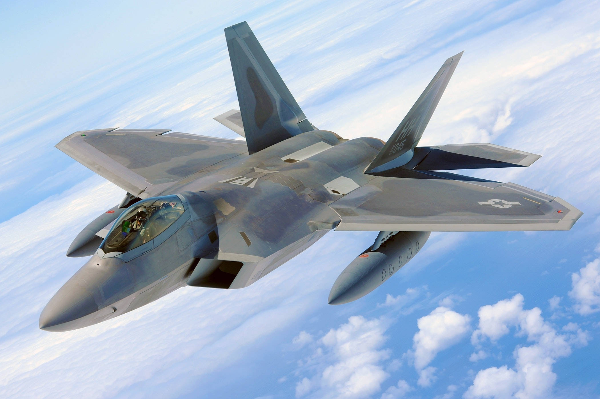 blue sky, gray fighter jet, bright blue sky, Full HD Desktop Wallpaper