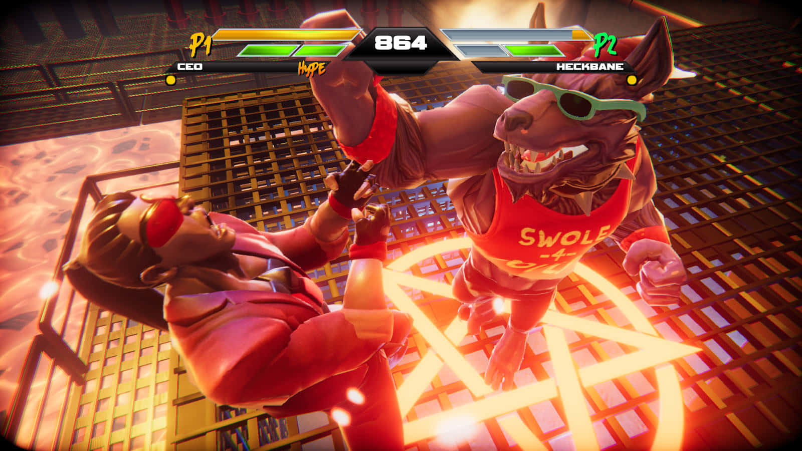 Fighting Games, fiery arena, glowing pentagram, HD Desktop Wallpaper