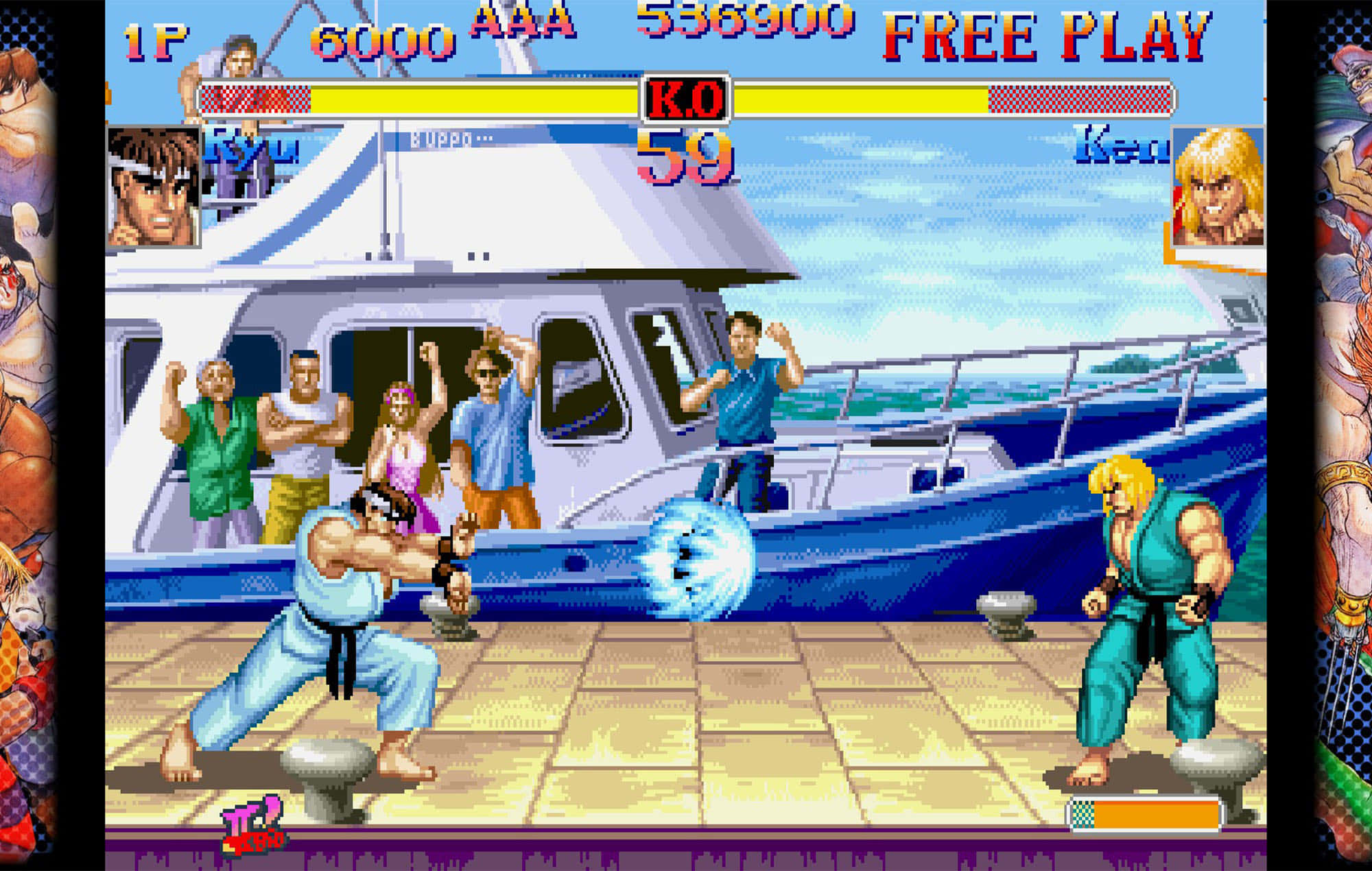 Fighting Games, pixel-art fighters, boat deck, Full HD Desktop Wallpaper
