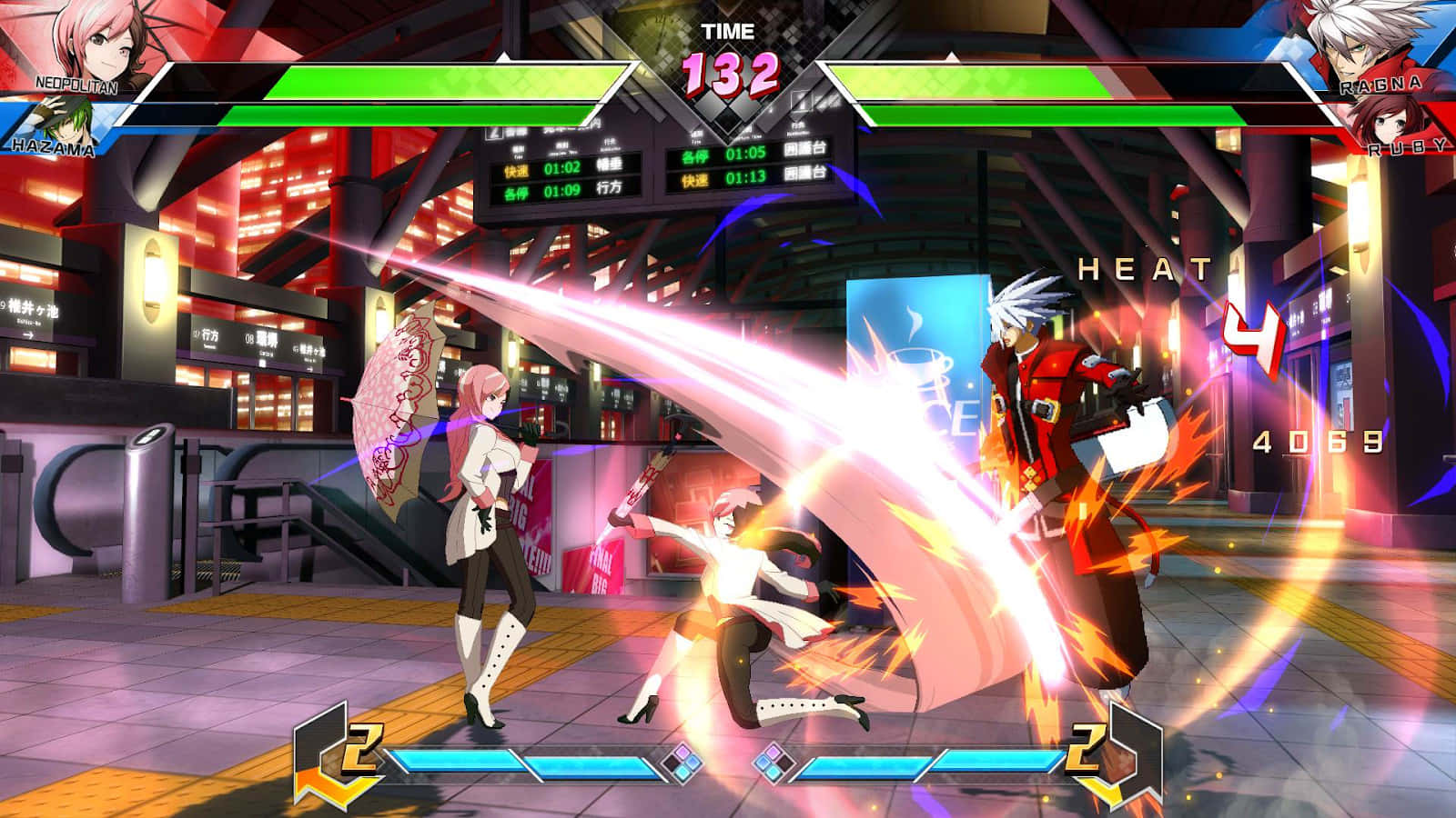 Fighting Games, neon-lit urban arena, glowing energy beams, HD Desktop Wallpaper