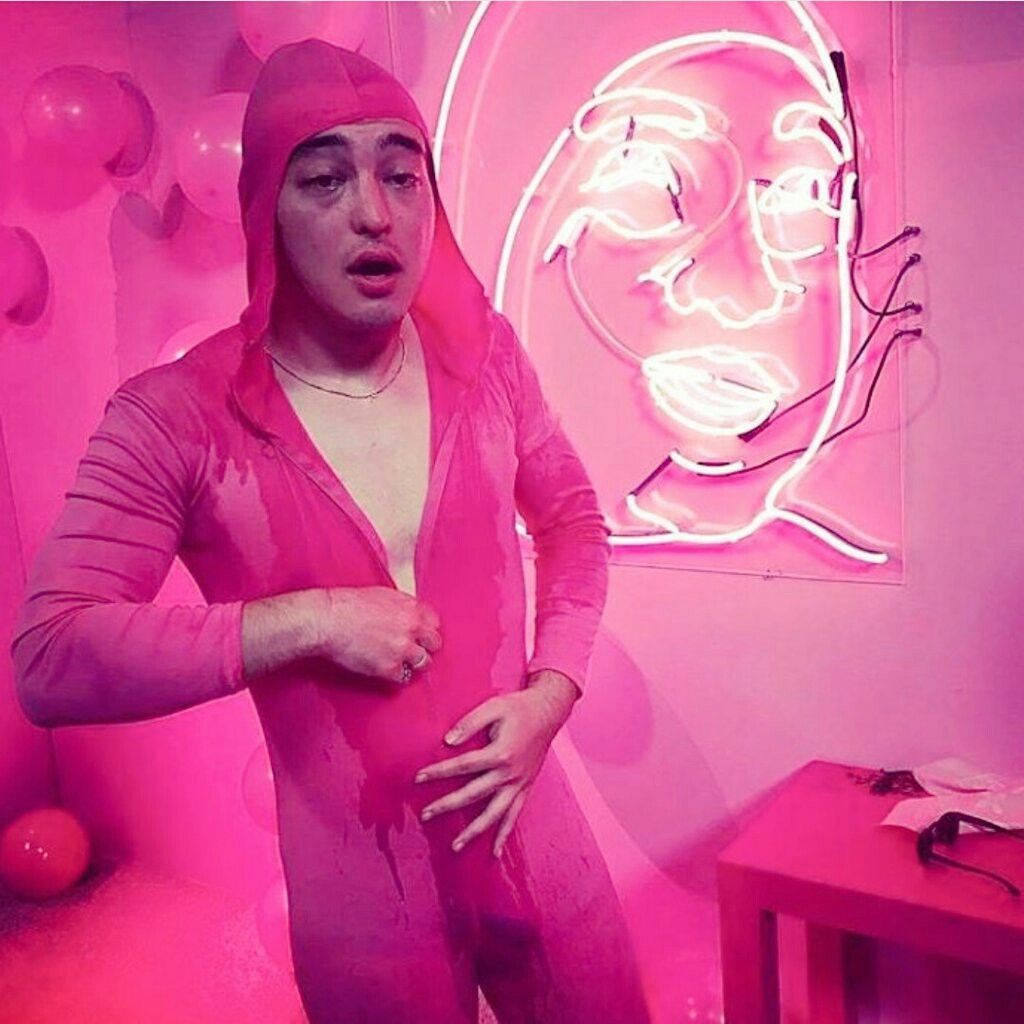 Filthy Frank, pink hooded outfit, neon pink room, SD Desktop Wallpaper