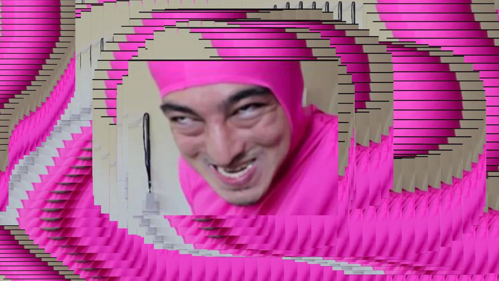 Filthy Frank, bright pink hooded outfit, swirling pink and beige glitch art background, Full HD Desktop Wallpaper